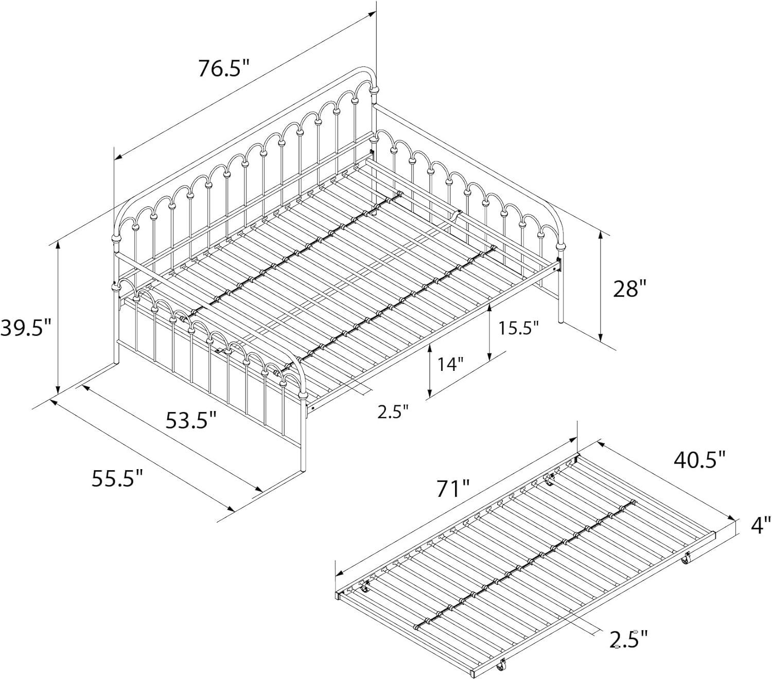 Bright Pop Metal Daybed with Trundle