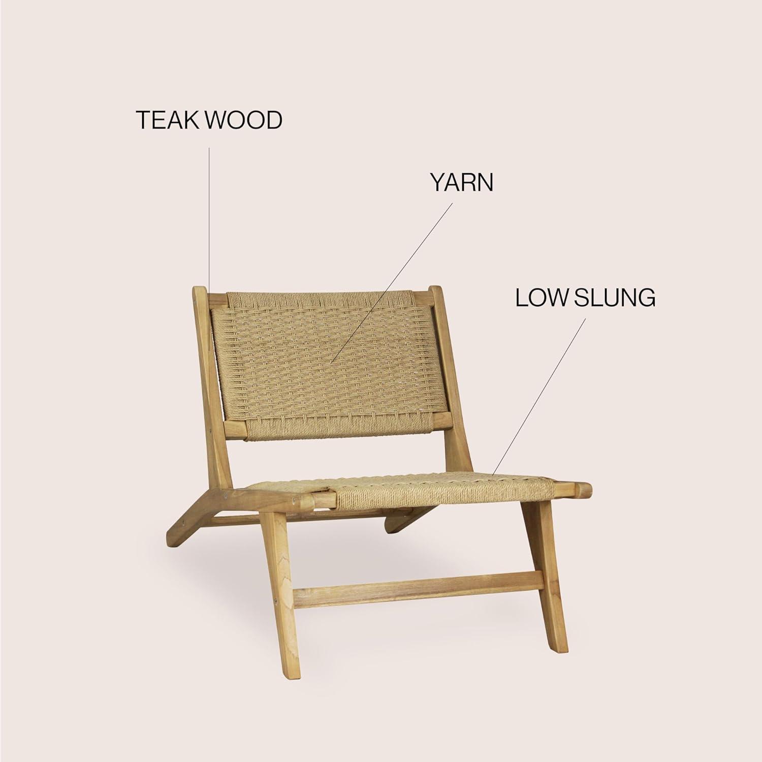 Parker Mid-Century Modern Woven Seagrass Wood Armless Lounge Chair - JONATHAN Y