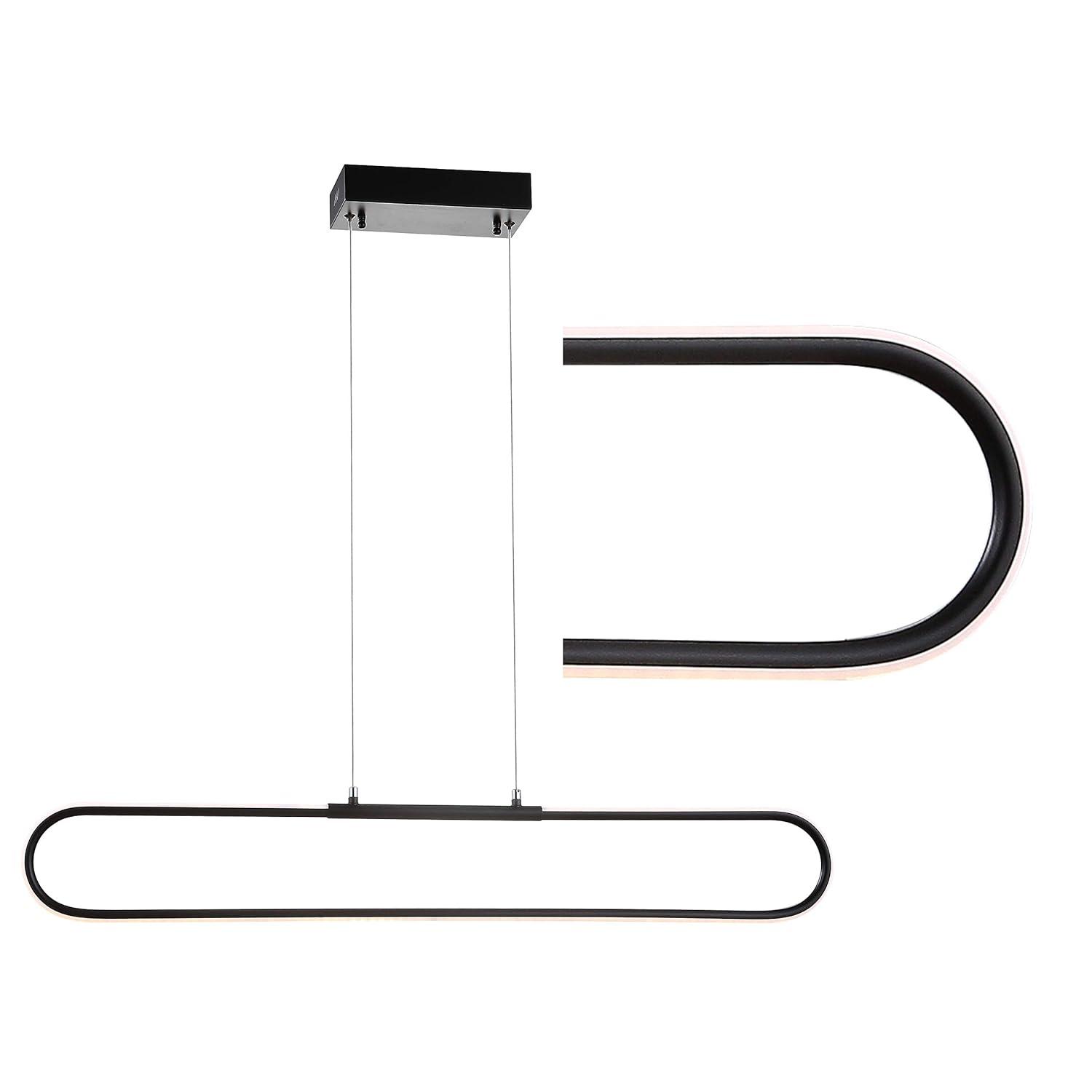 Ned 39" Dimmable Adjustable Integrated LED Metal Linear Pendant, Black