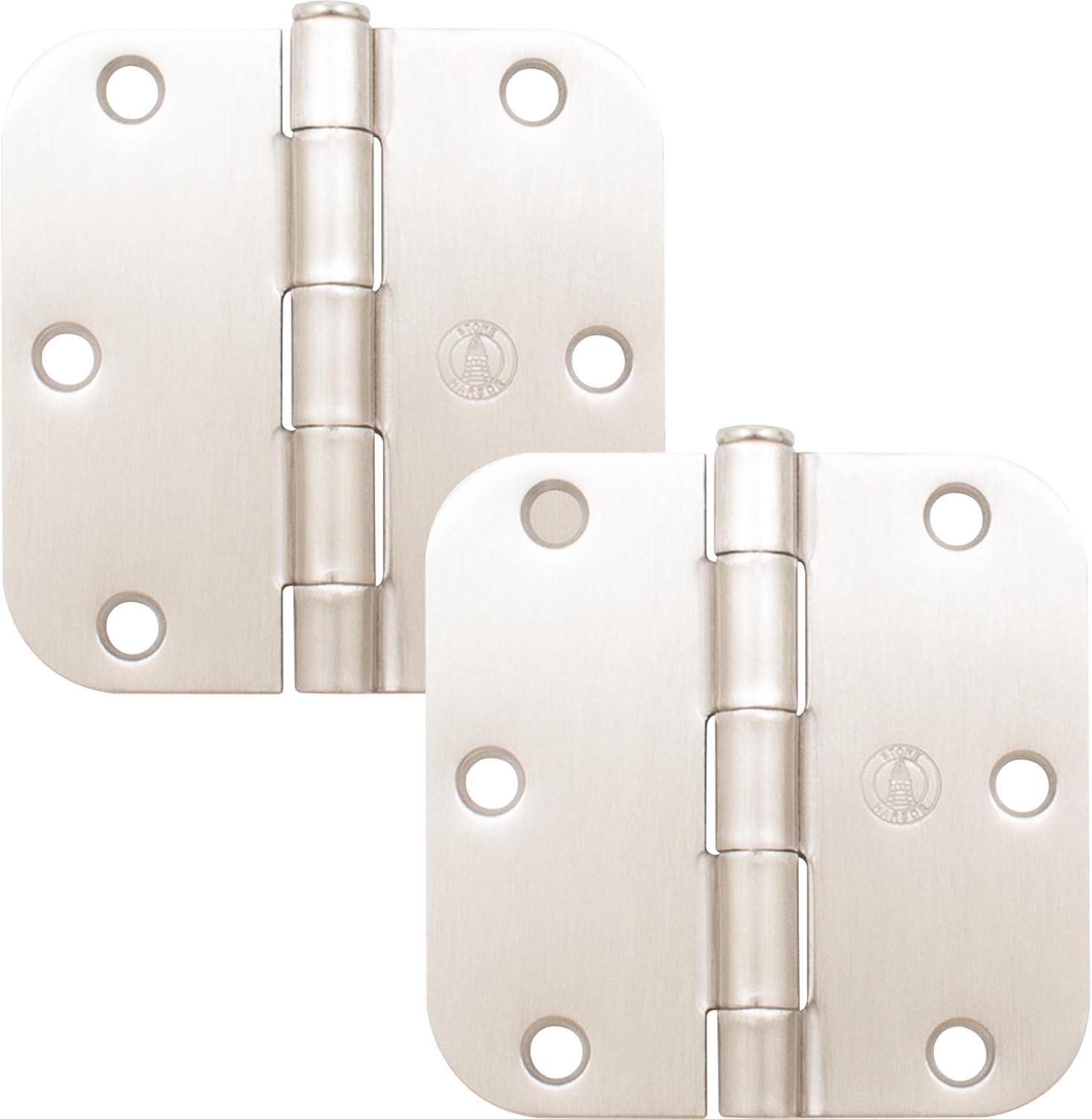 Satin Nickel 3-1/2" Steel Door Hinges, 2-Pack