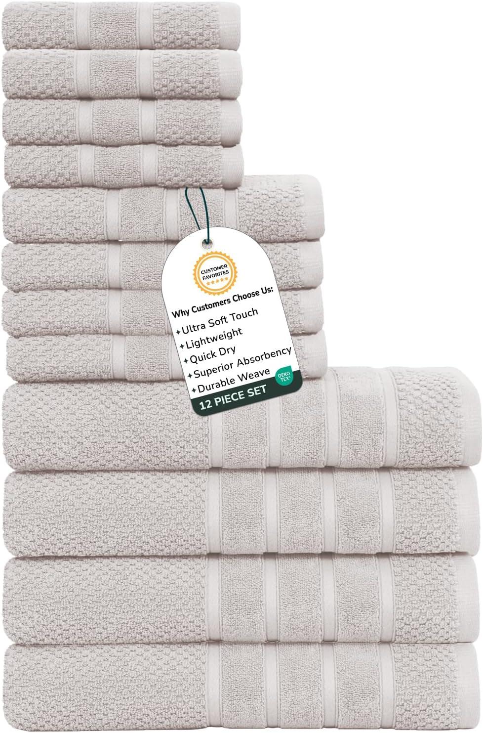 Luxury 100% Cotton 6-Piece Towel Set, 650 GSM Hotel Collection, Super Soft and Highly Absorbent (Multicolor, 6 Pack Set)