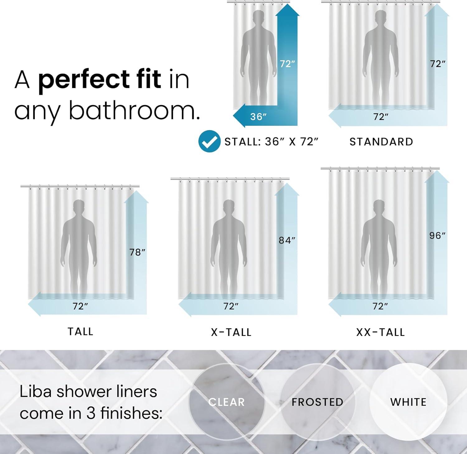 LiBa Premium Waffle Weave Shower Curtain - White Water Repellent and Heavyweight, Hotel Quality, Machine Washable Liner for Bathroom - 72" W x 72" H