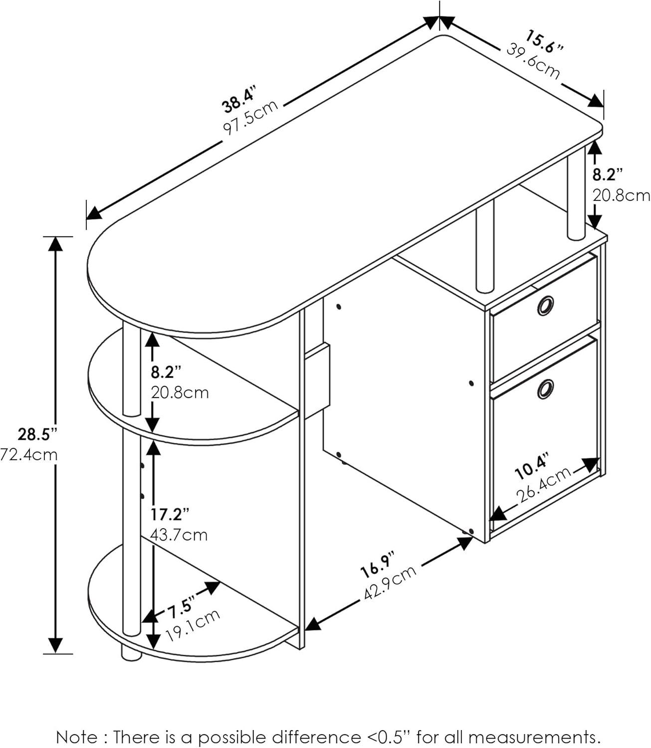 Espresso Composite Wood Study Desk with Drawer and Shelves