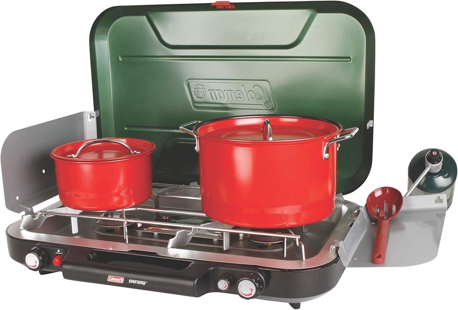 Coleman Green 3-Burner Propane Camping Stove with WindBlock Panels