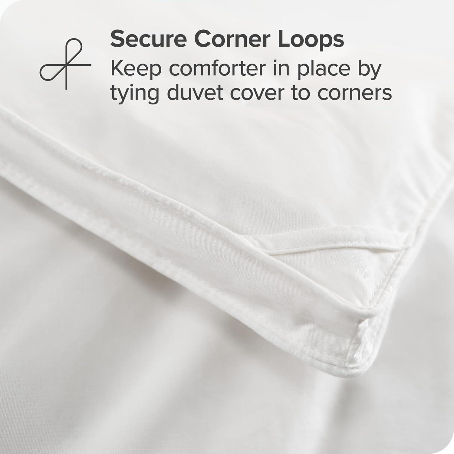 Bare Home Premium Down Comforter - 100% Cotton Cover - Corner Loops - All Season Warmth Bedding