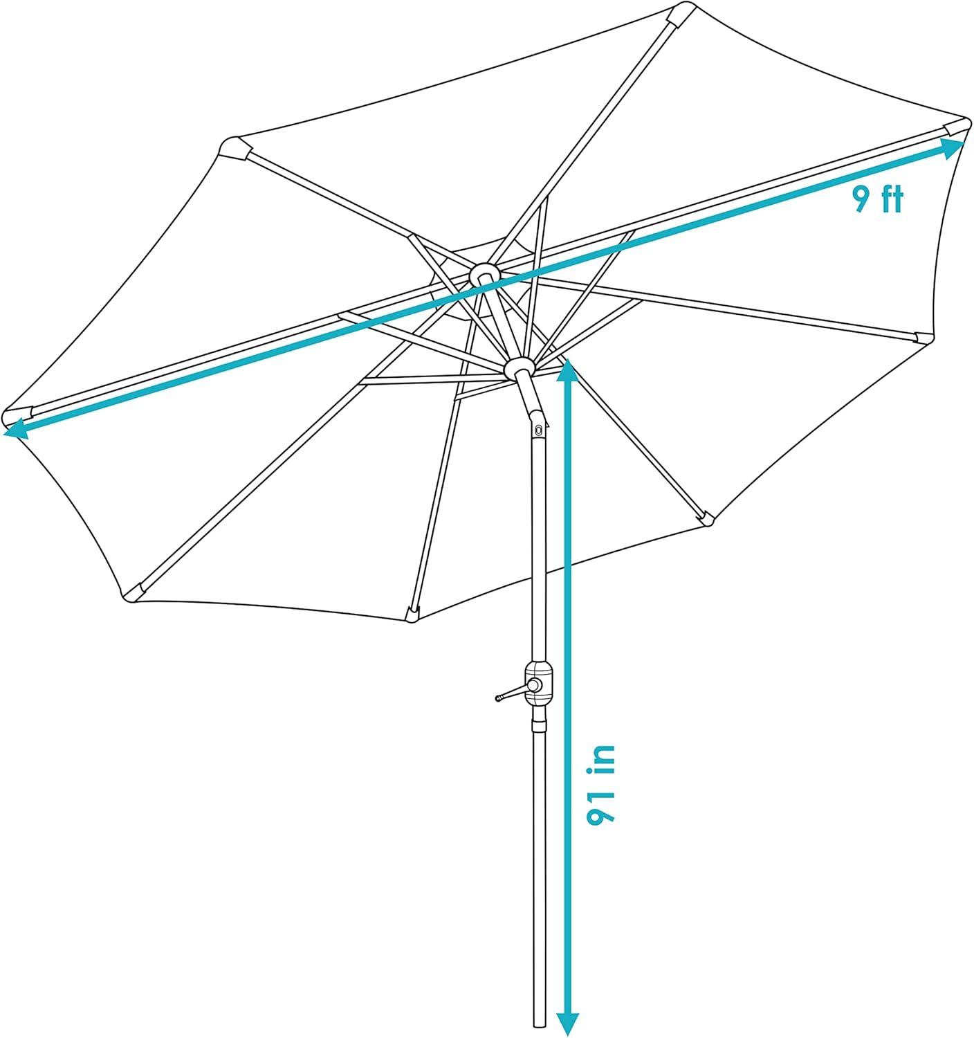 Sunnydaze Outdoor Aluminum Patio Umbrella, Tilt, and Crank - 9' - Awning Stripe