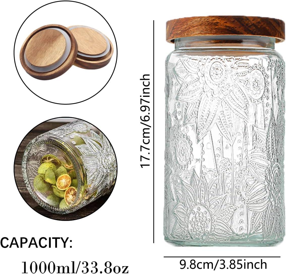 Glass Jar With Lid Vintage Suit Relief Large Capacity Home Kitchen Counter Pantry Sealing Tank