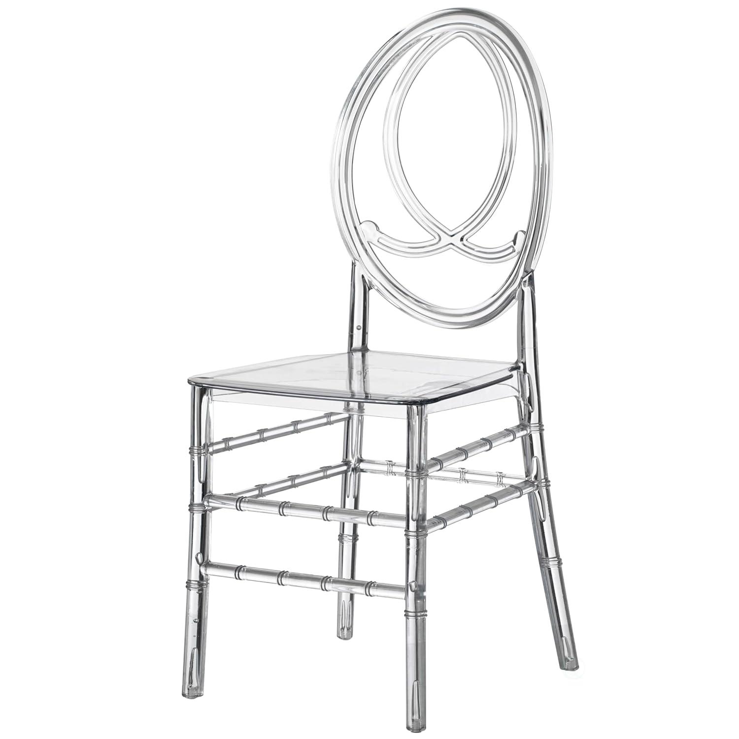 Fabulaxe Modern Acrylic Phoenix Dining Chair, Stackable Transparent Party Chair, Crystal Clear Acrylic Chair for Events and Weddings, Single