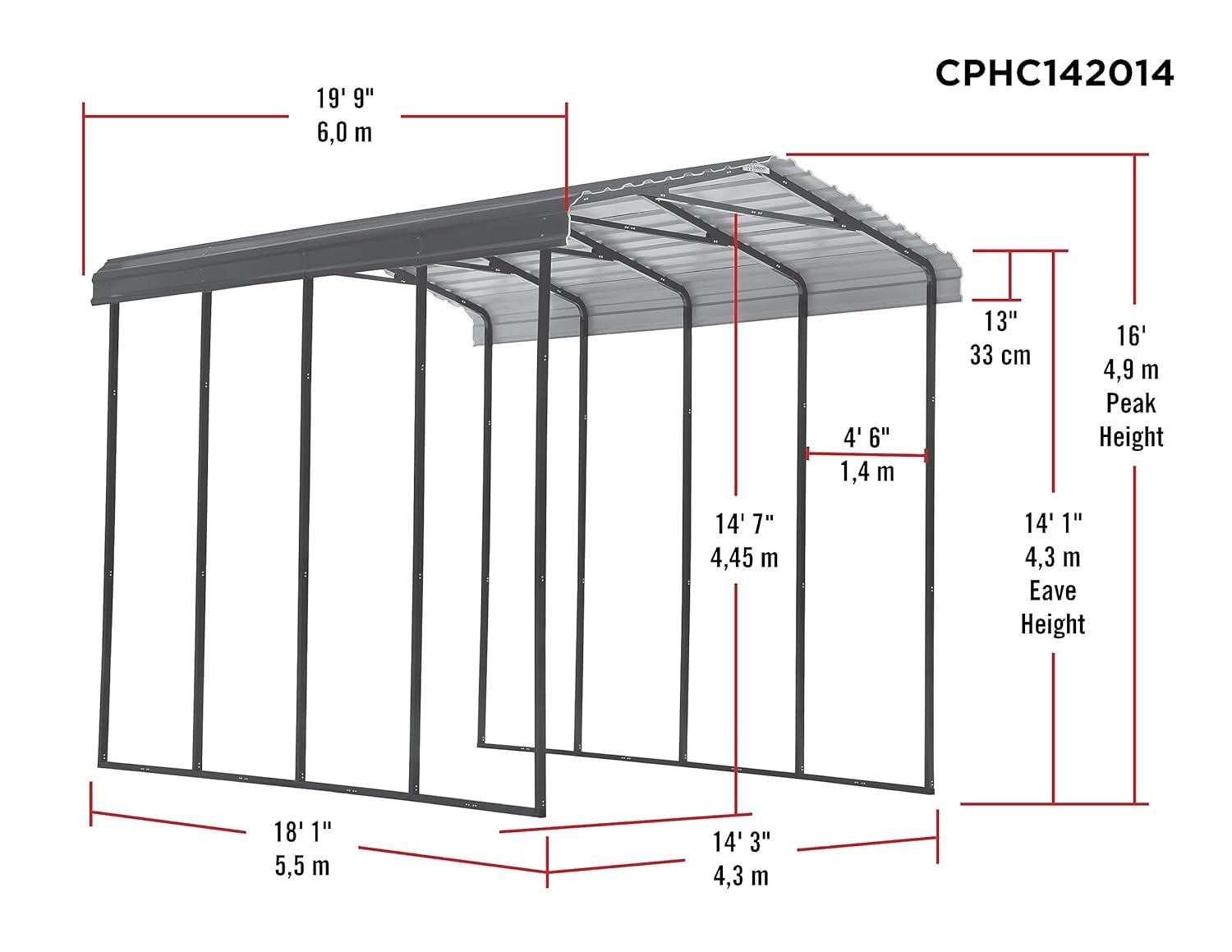 Arrow Arrow Carport, 14 ft. x 20 ft. x 14 ft.