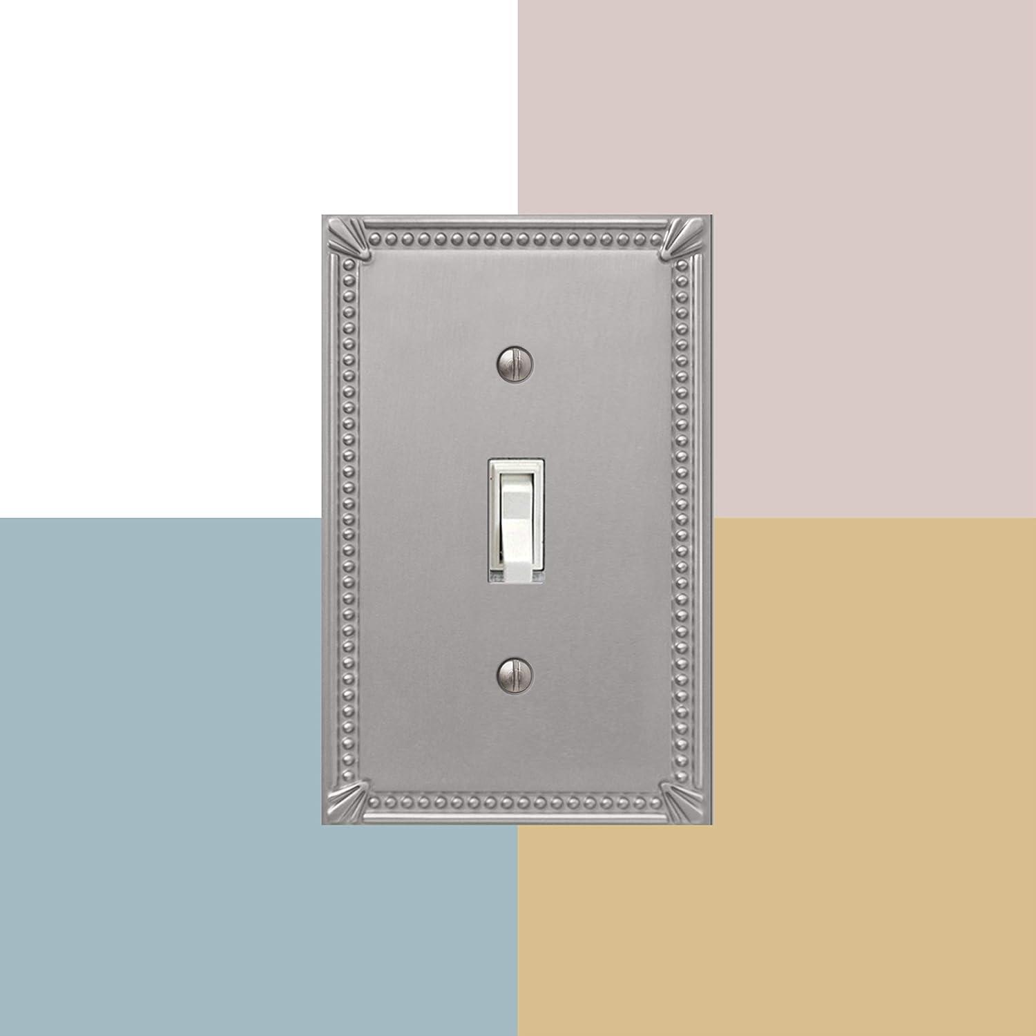 Amerelle 74TDBN Moderne Wallplate 1 Toggle / 1 Duplex Cast Metal Brushed Nickel 1-Pack