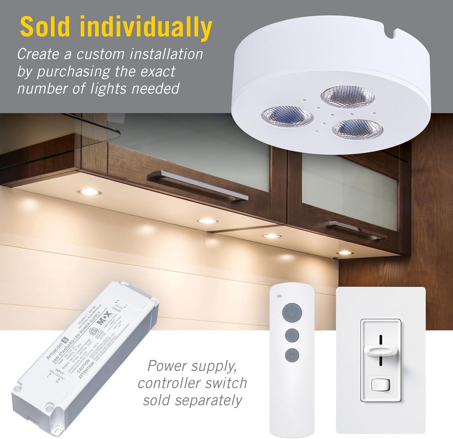 TriVue Under Cabinet LED Puck Light Recessed Downlight, 4000K,