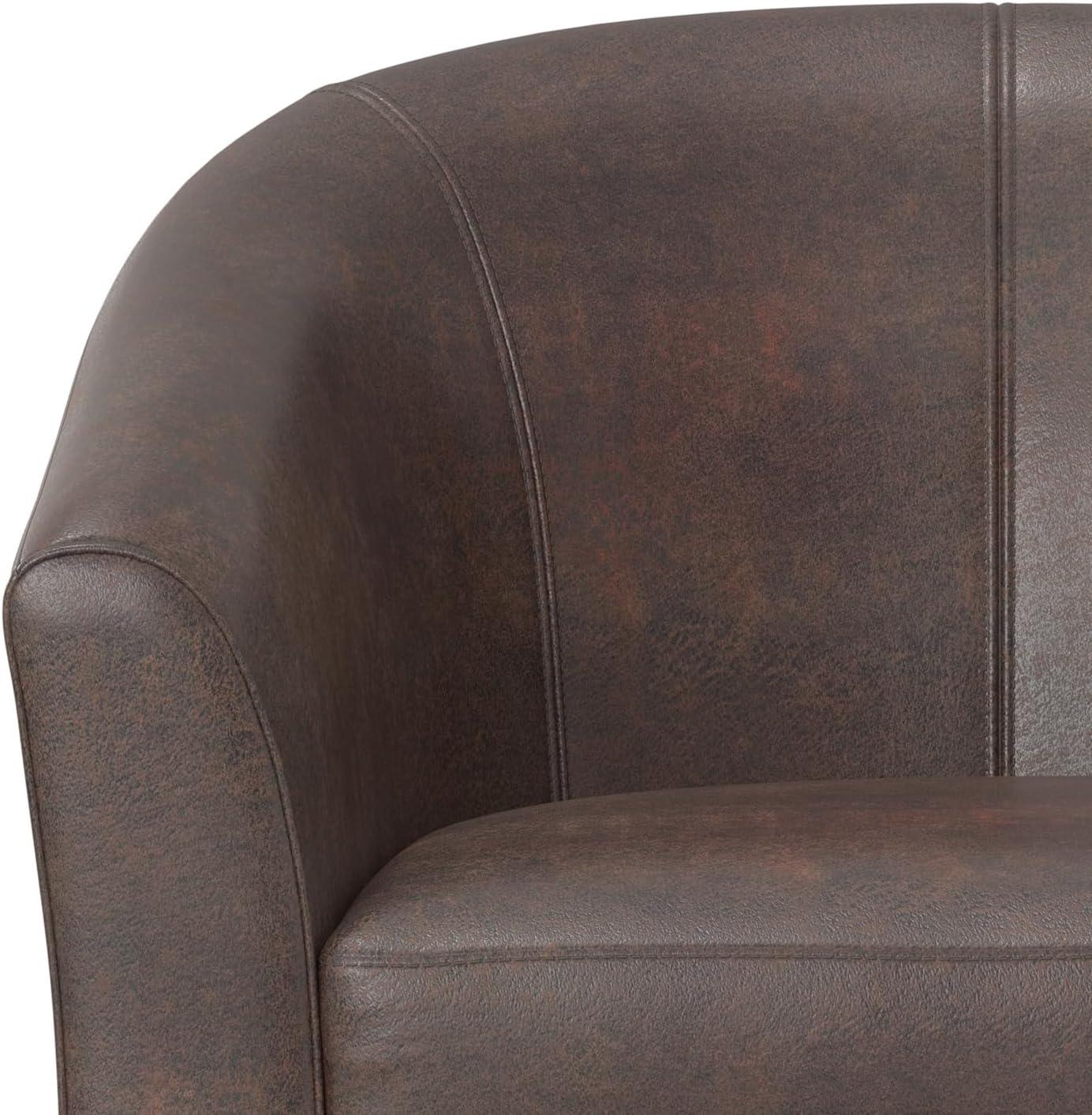 Simpli Home Austin 30"W Upholstered Vegan Faux Leather Contemporary Tub Accent Chair with High Arms and Deep Seat