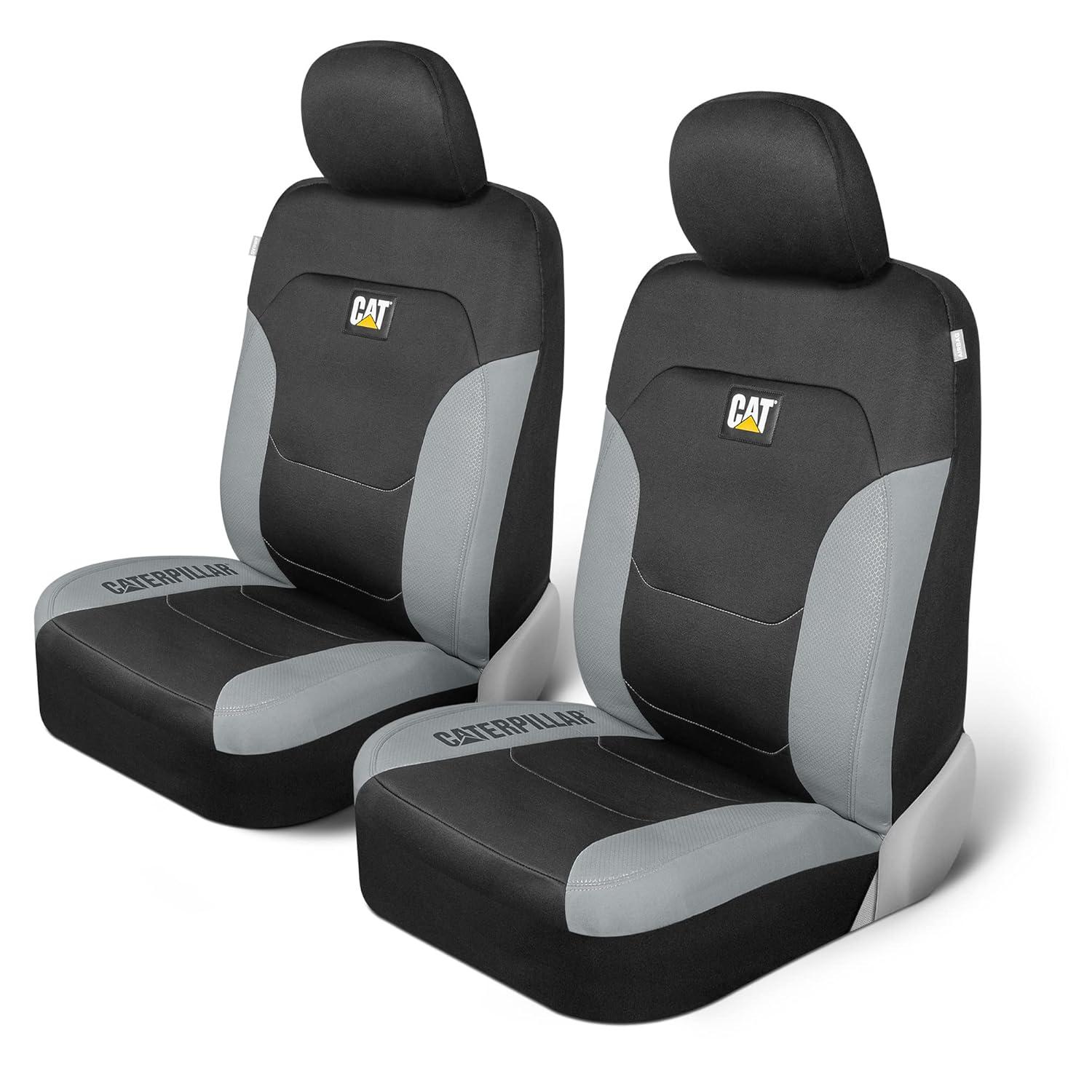 Universal Fit Black and Gray Poly-Cotton Automotive Seat Covers