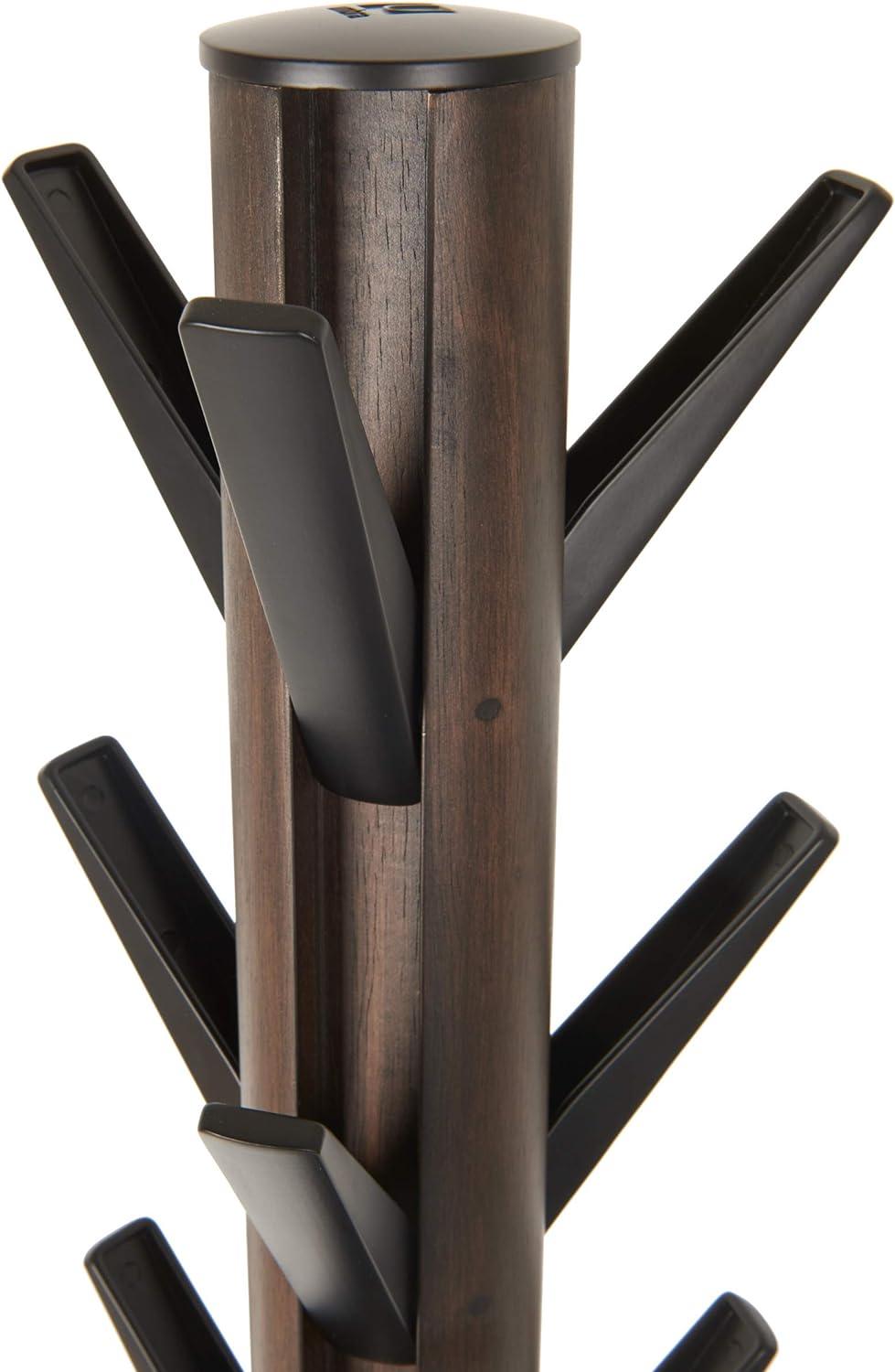 Flapper Sleek Black/Walnut 9-Hook Freestanding Coat Rack