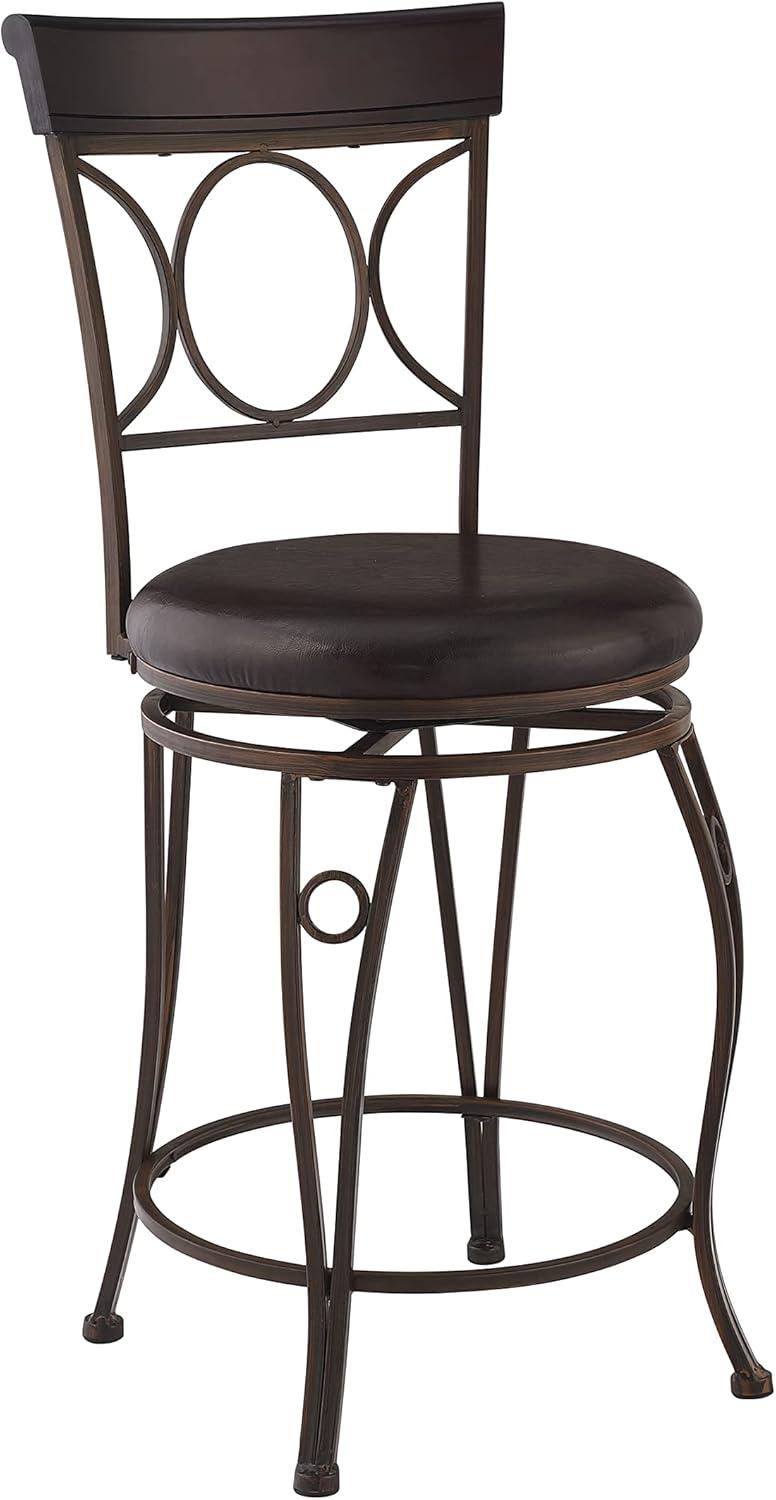 Circles Back 24" Upholstery Swivel Seat Counter Height Barstool Metal/Black - Linon: Elegant Design, Comfort Seating