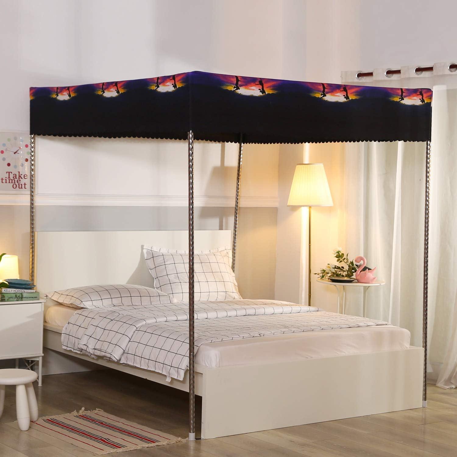 Galaxy Star Black Four Corner Post Bed Canopy for Queen