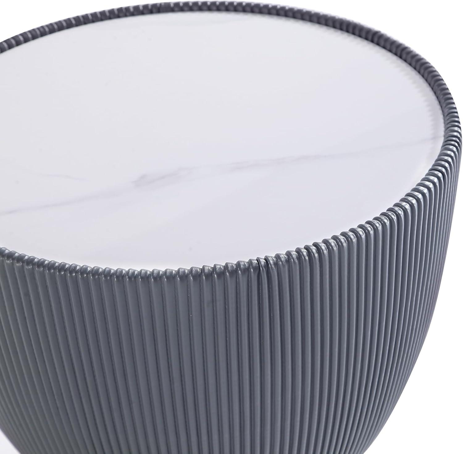 Manhattan Comfort 3pc Anderson Leatherette Upholstered Coffee Table and End Table Set Cream/Gray