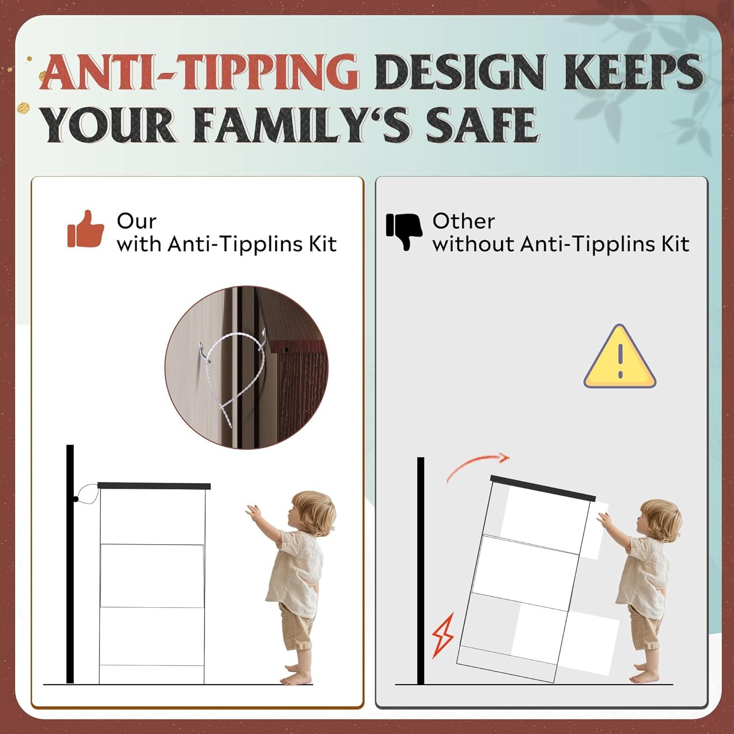 WLIVE Wood Dresser for Bedroom, Double 6 Drawer Dresser with Metal Handle, Large Wooden Chest of Drawers for Living Room, Hallway, Closet, Rustic Brown