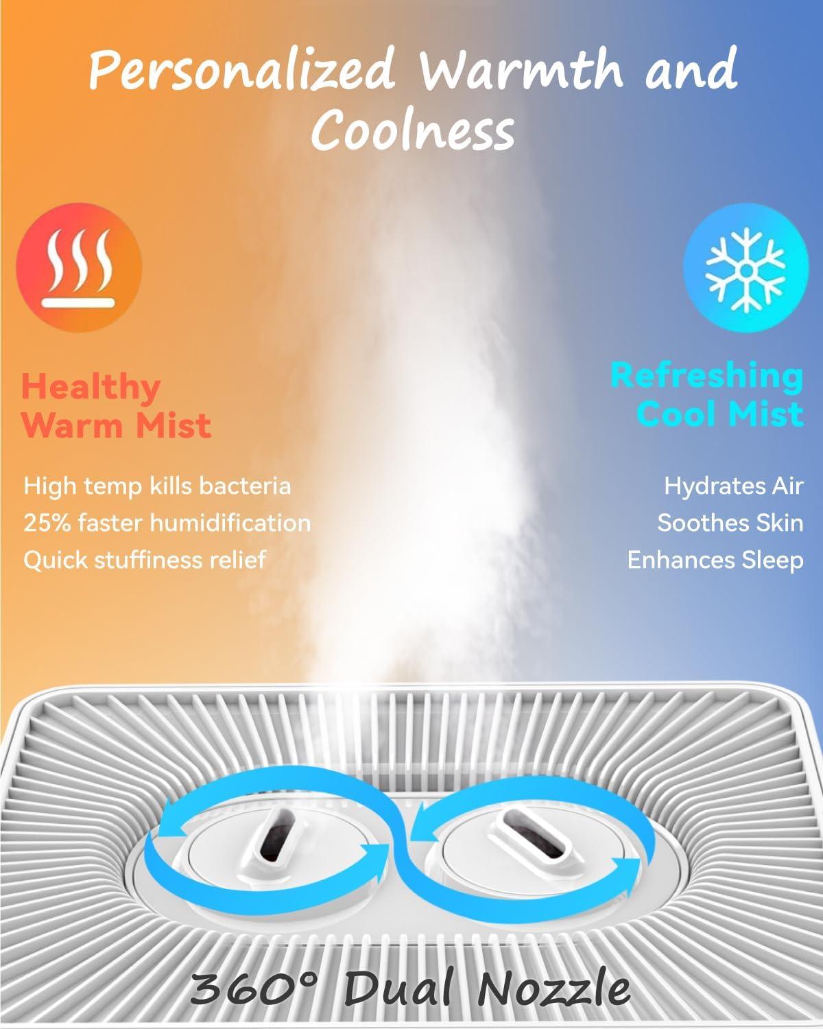 Warm and Cool Mist Humidifier Large Room, 5.3Gal/20L Whole House Humidifiers for Home, Quickly & Evenly Humidify Larger Areas, Top Fill, White