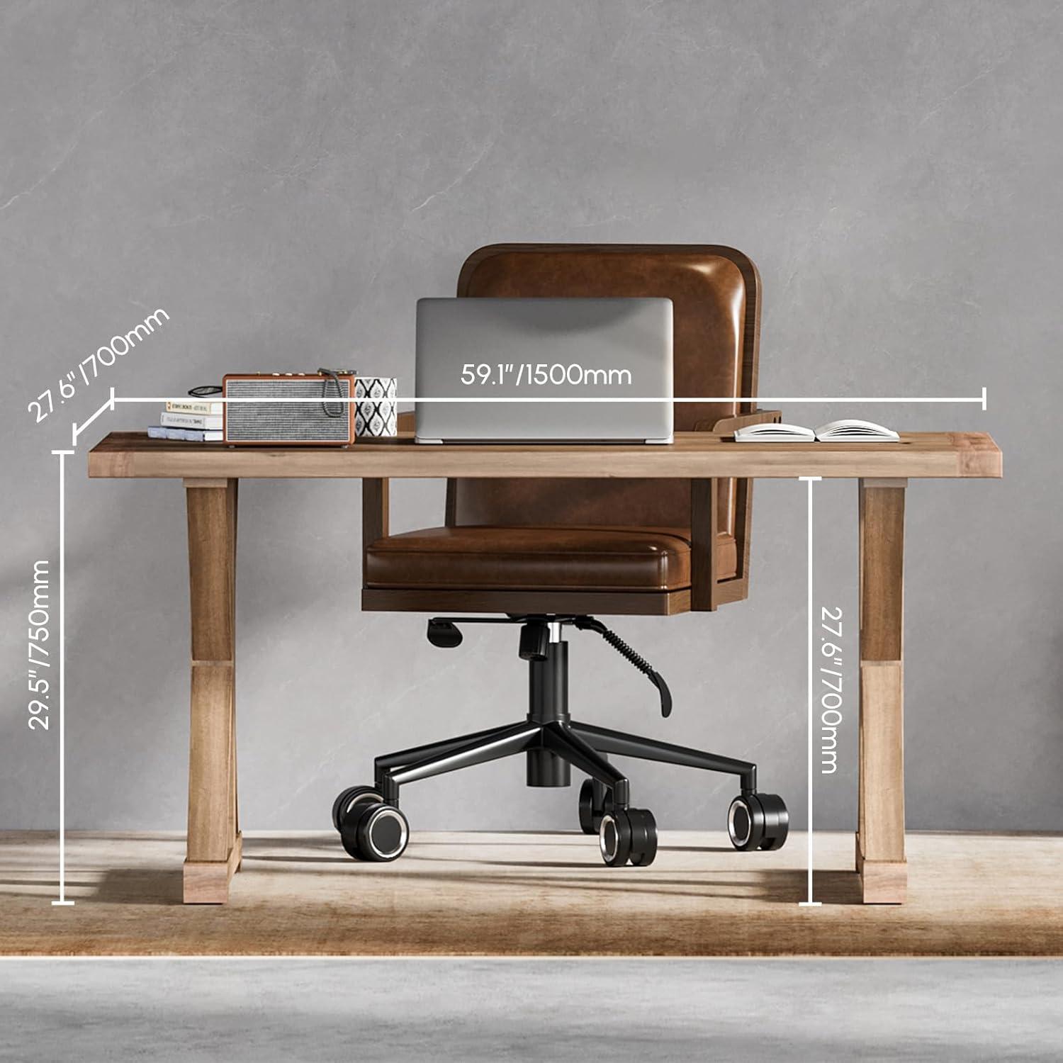 Rustic Farmhouse Computer Desk In Natural With Trestle Base Wooden Office Desk
