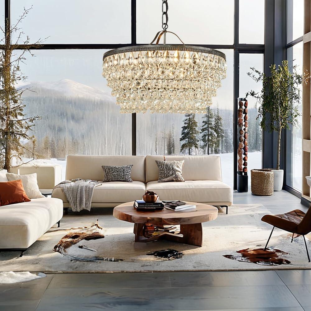 Clarissa Crystal Round Chandelier (19"-28")