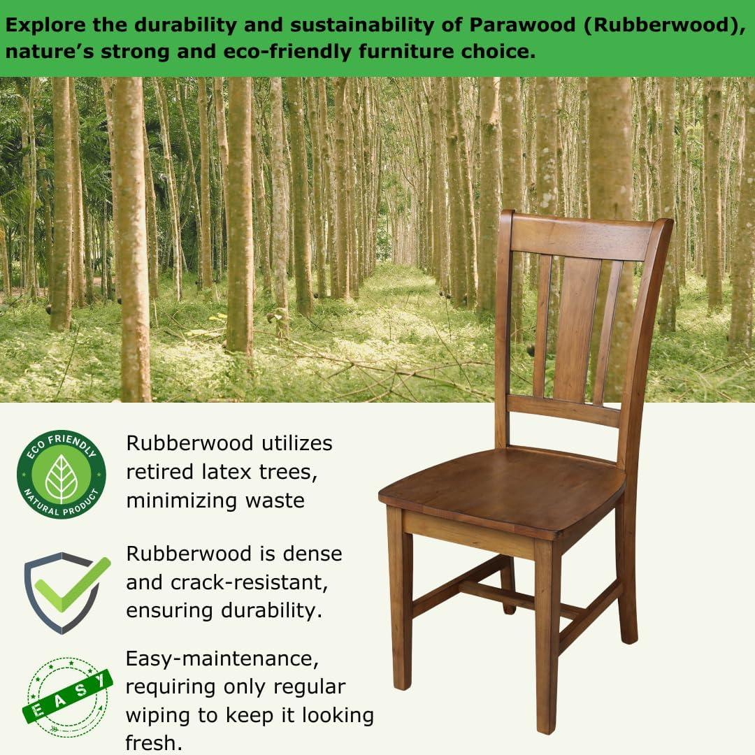 Set of 2 San Remo Splatback Chairs Pecan - International Concepts: Solid Wood, Unupholstered