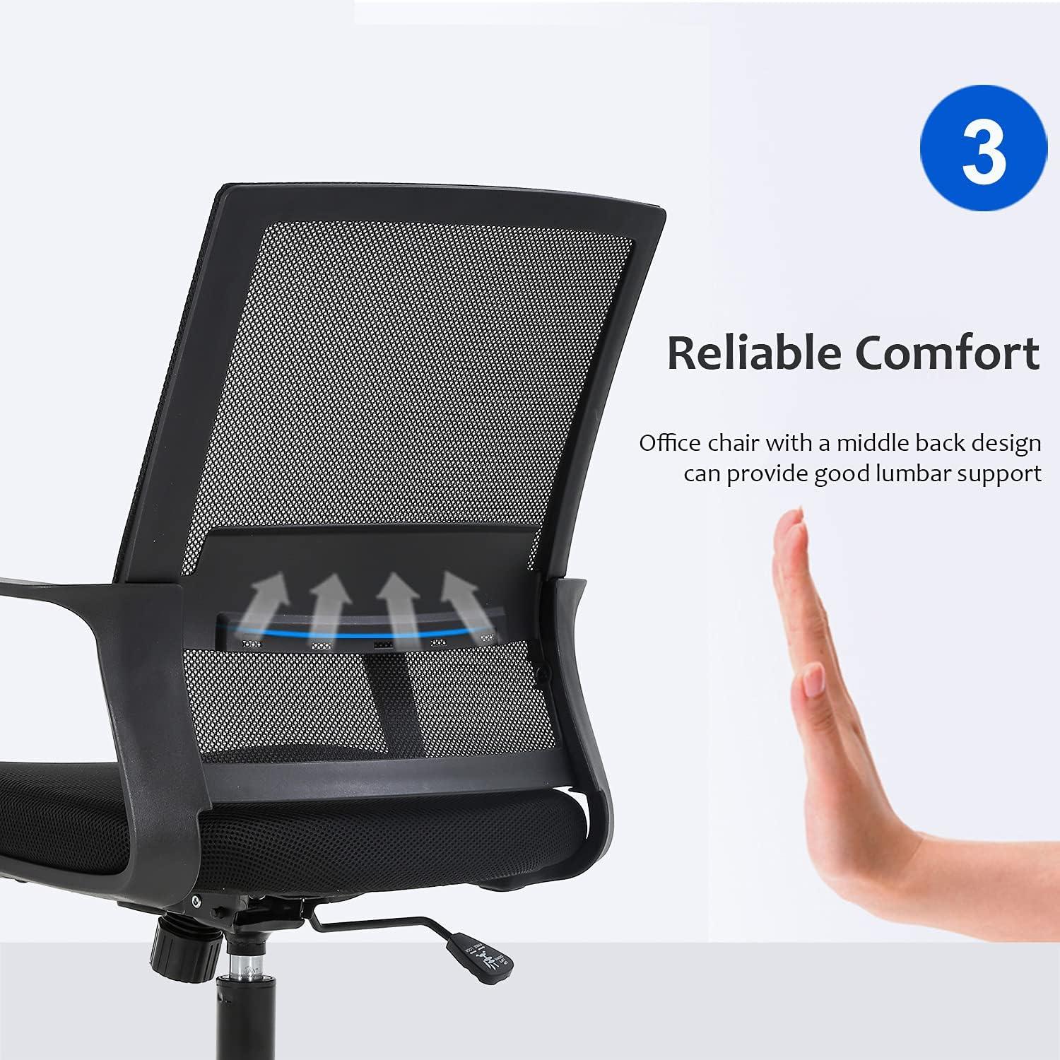 BestMassage Office Chair Mesh Computer Chair Task Chair with Lumbar Support & 360° Swivel Home Office Swivel Chair Modern Desk Chair