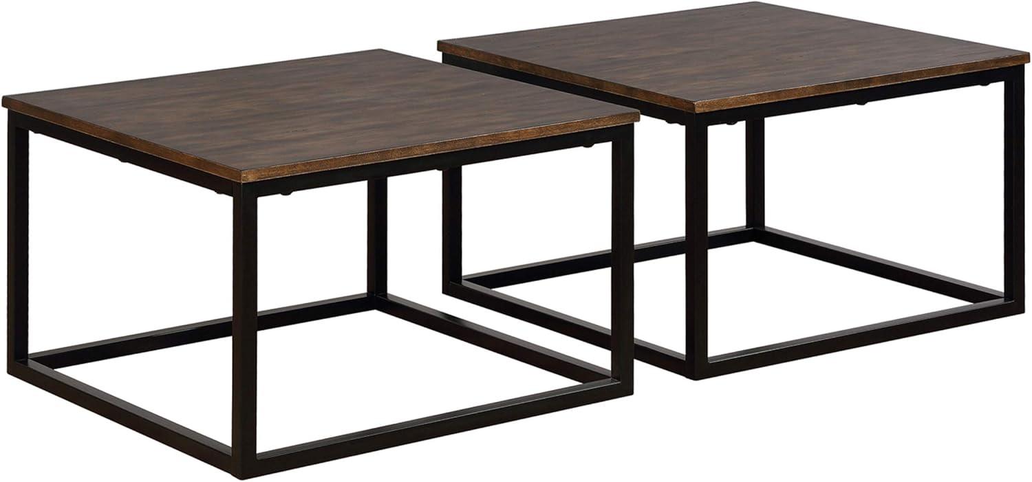 Arcadia Acacia Wood and Metal Nesting Coffee Tables, Set of 2