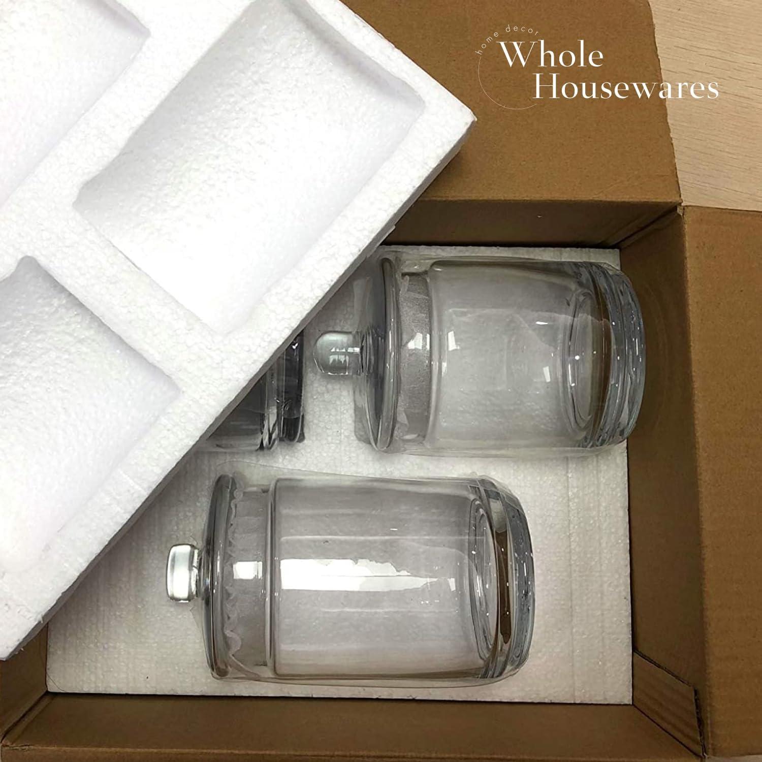 Whole Housewares | Glass Apothecary Jars (4.5 Inch) with Lids | Set of 3