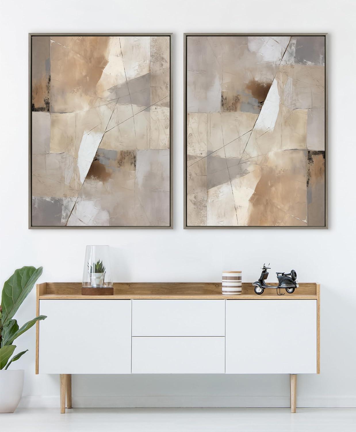 Kate & Laurel All Things Decor 31.5"x41.5" Sylvie Contemporary Neutral Textured Abstract Framed Canvas by The Creative Bunch Studio Gray