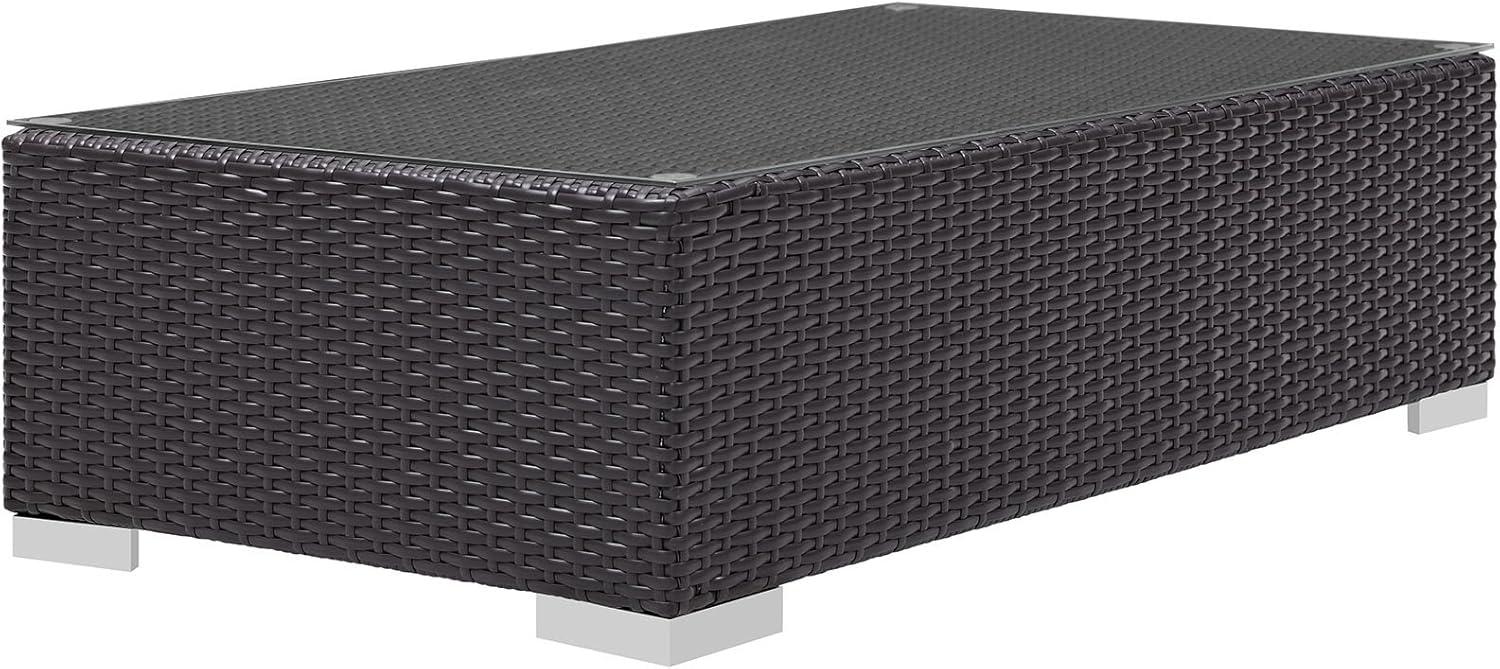 Modway Convene Aluminum and Rattan Patio Coffee Table in Espresso