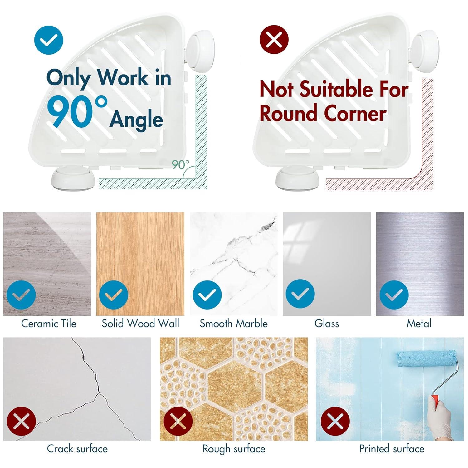 Shower Caddy Suction Cup 2 Pack With Hooks & Soap Holder, Heavy Duty Shower Organizer For Bathroom