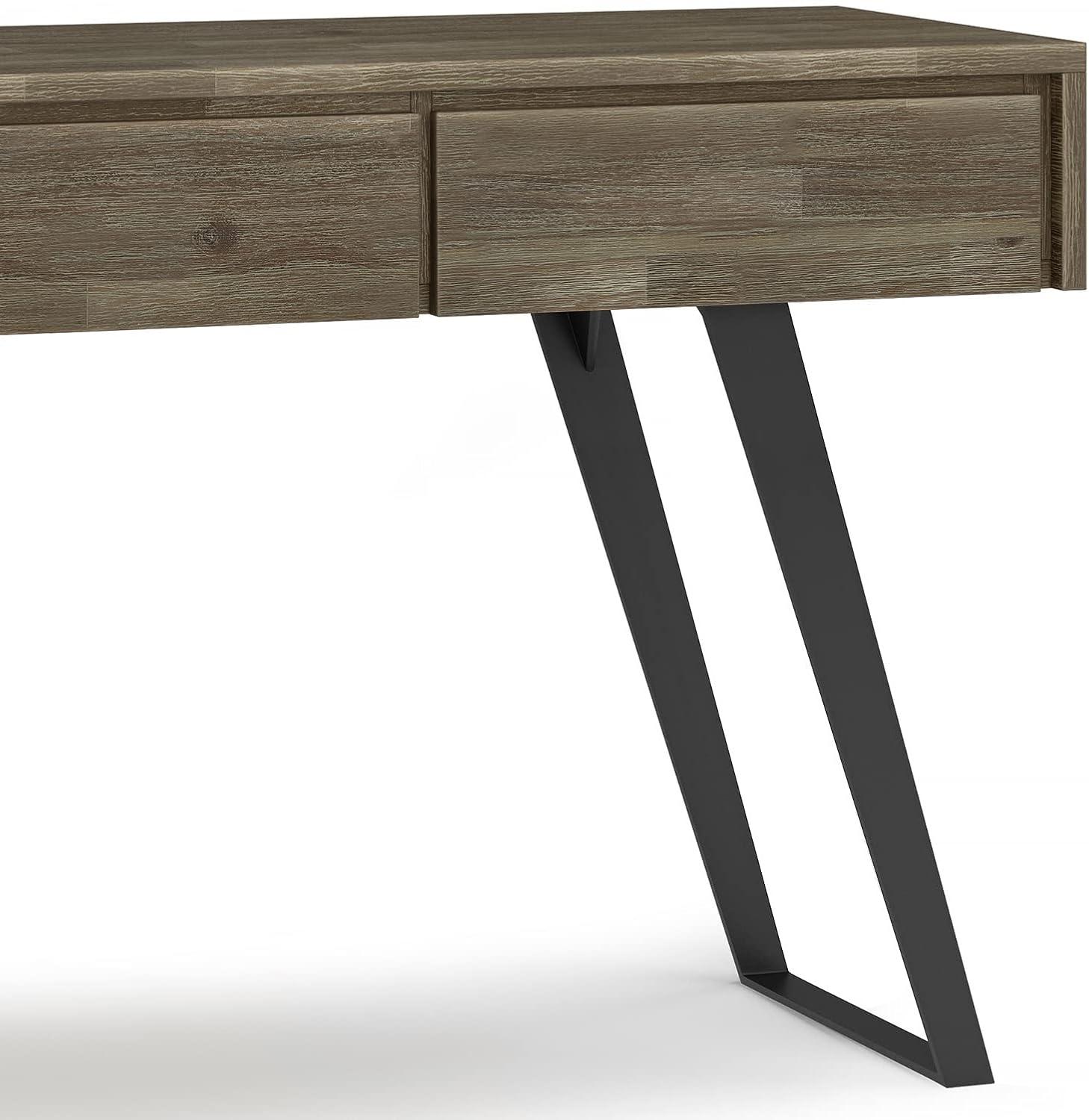 Urban Acacia & Metal 60" Console Table with Storage in Distressed Grey