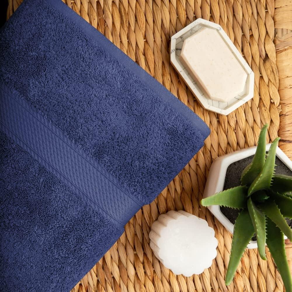 Superior Hymnia Egyptian Cotton Bath Towel Set, Navy Blue