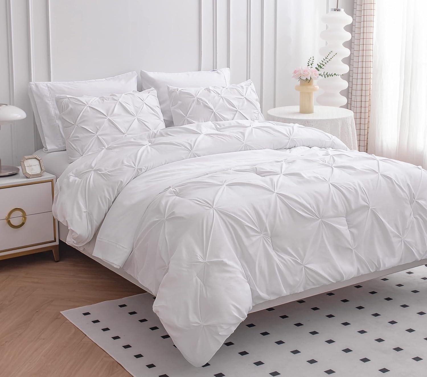 Nestl Bed-in-A-Bag Pleated Comforter Set with Bed Sheets