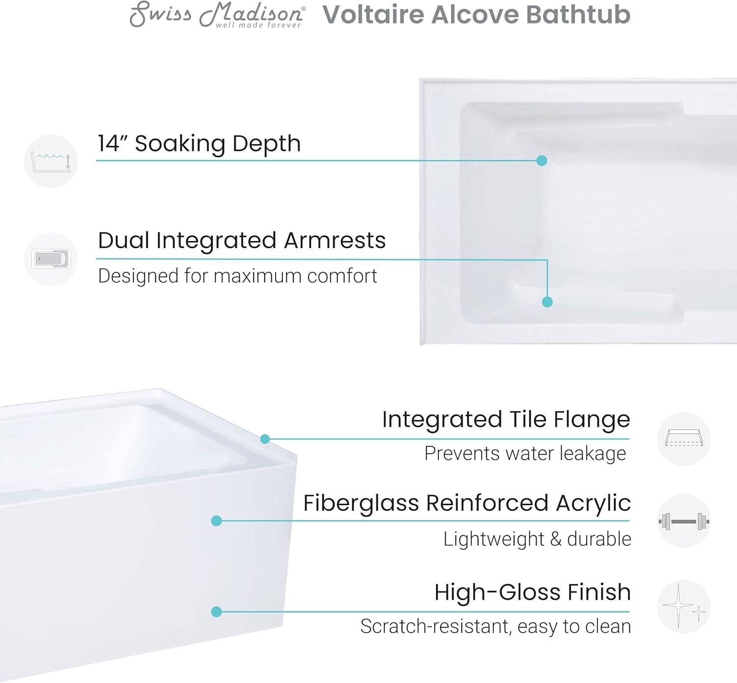 Voltaire 54" x 30" Alcove Bathtub with Apron