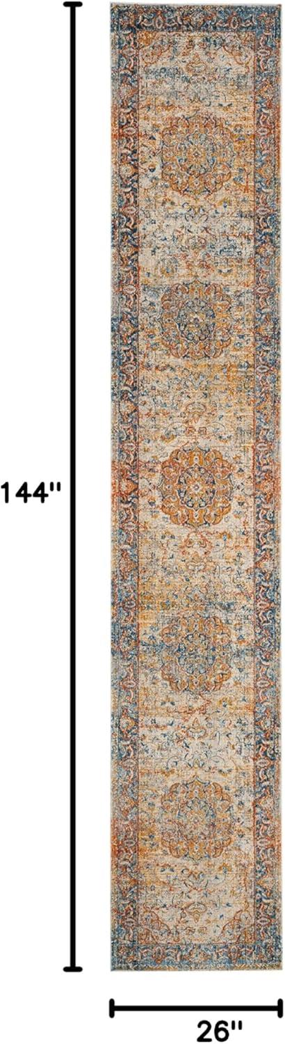 Vintage Persian VTP435 Power Loomed Indoor Runner Rug - Saffron/Cream - 2'2"x12' - Safavieh