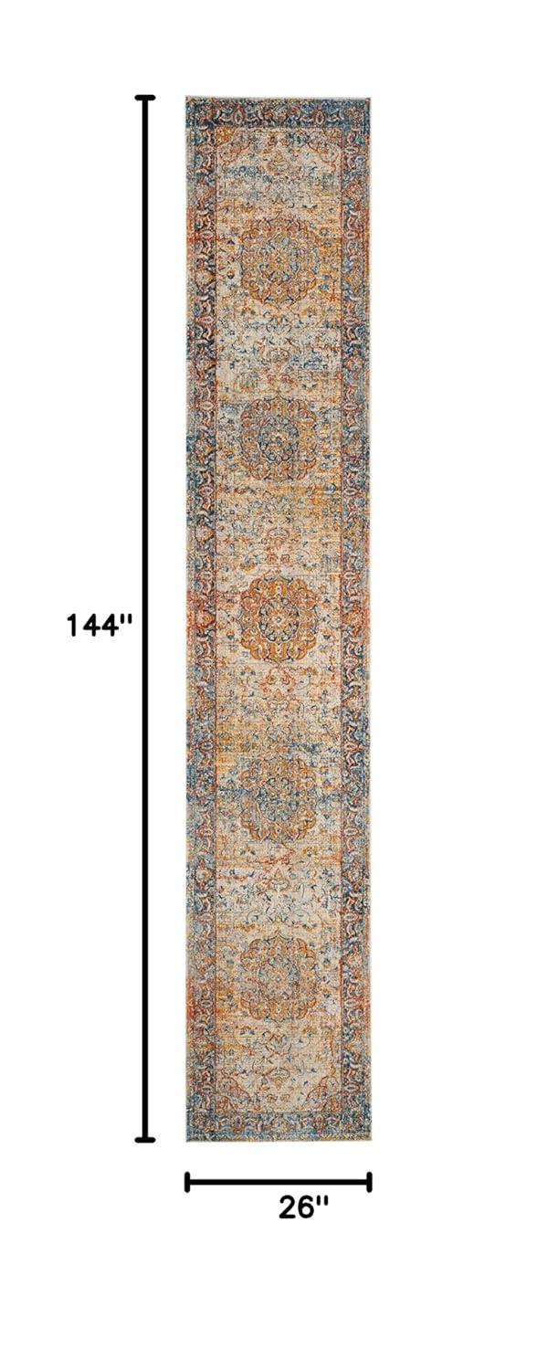 Vintage Persian VTP435 Power Loomed Indoor Runner Rug - Saffron/Cream - 2'2"x12' - Safavieh