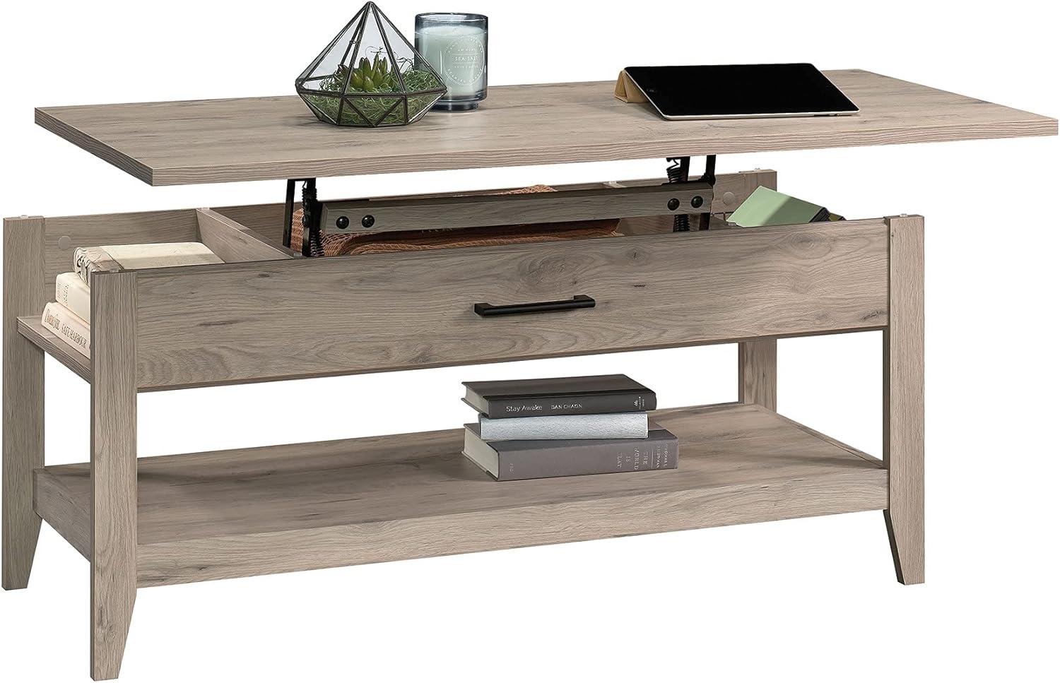 Laurel Oak Lift-Top Coffee Table with Storage and Metal Handle