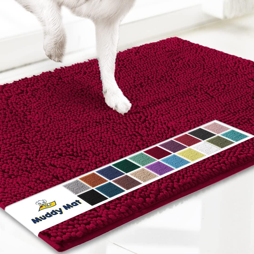 Maroon Super Absorbent Chenille Dog Door Mat 24" x 35"