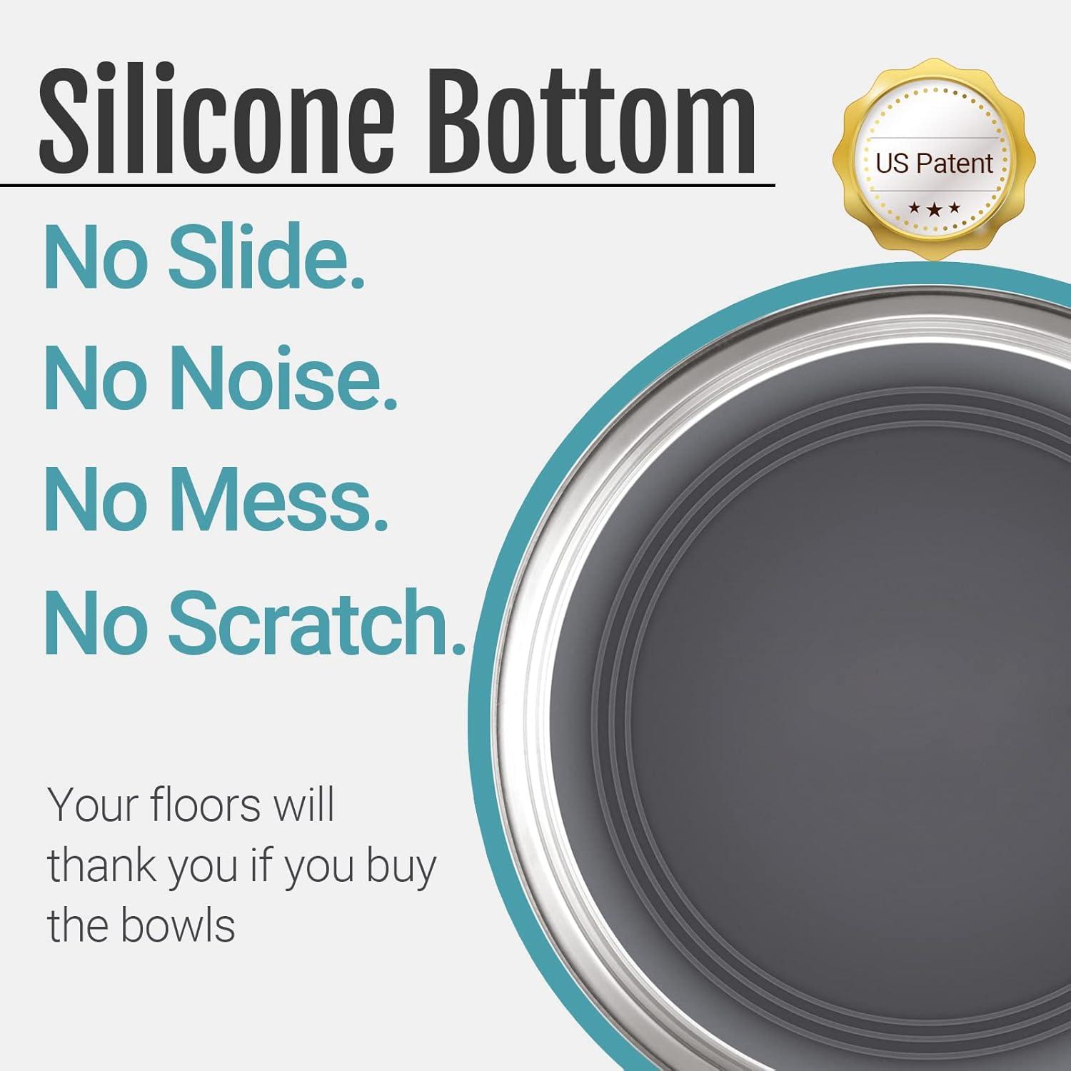 Stainless Steel Nonslip Cat Bowls with Rubber Bottom, 2-Pack