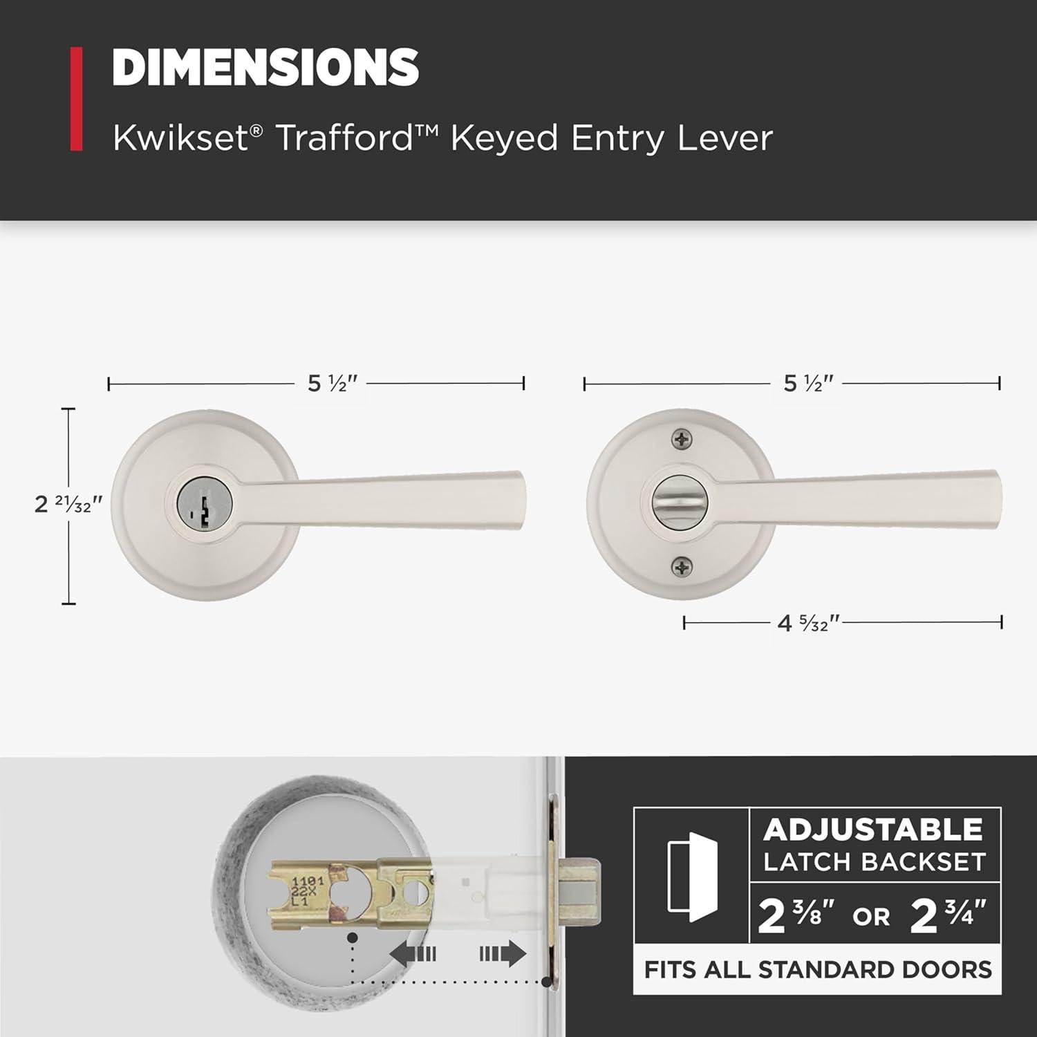 Kwikset 740TDL 15 SMT 6AL RCS Trafford Keyed (Entry) Door Lever (Set of 2)