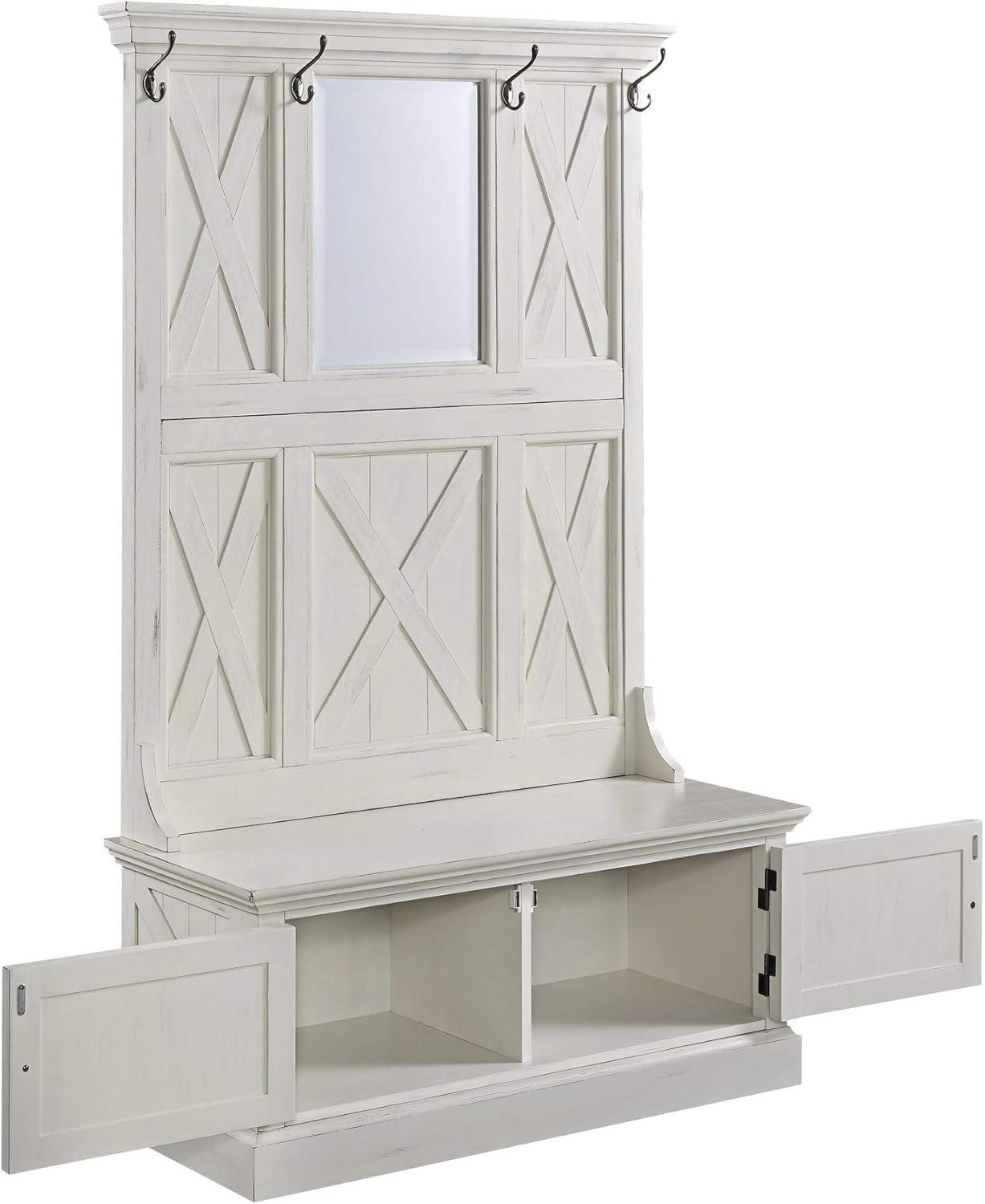 Seaside Lodge Hall Tree White - Home Styles: Mudroom Storage with Bench & Coat Hooks