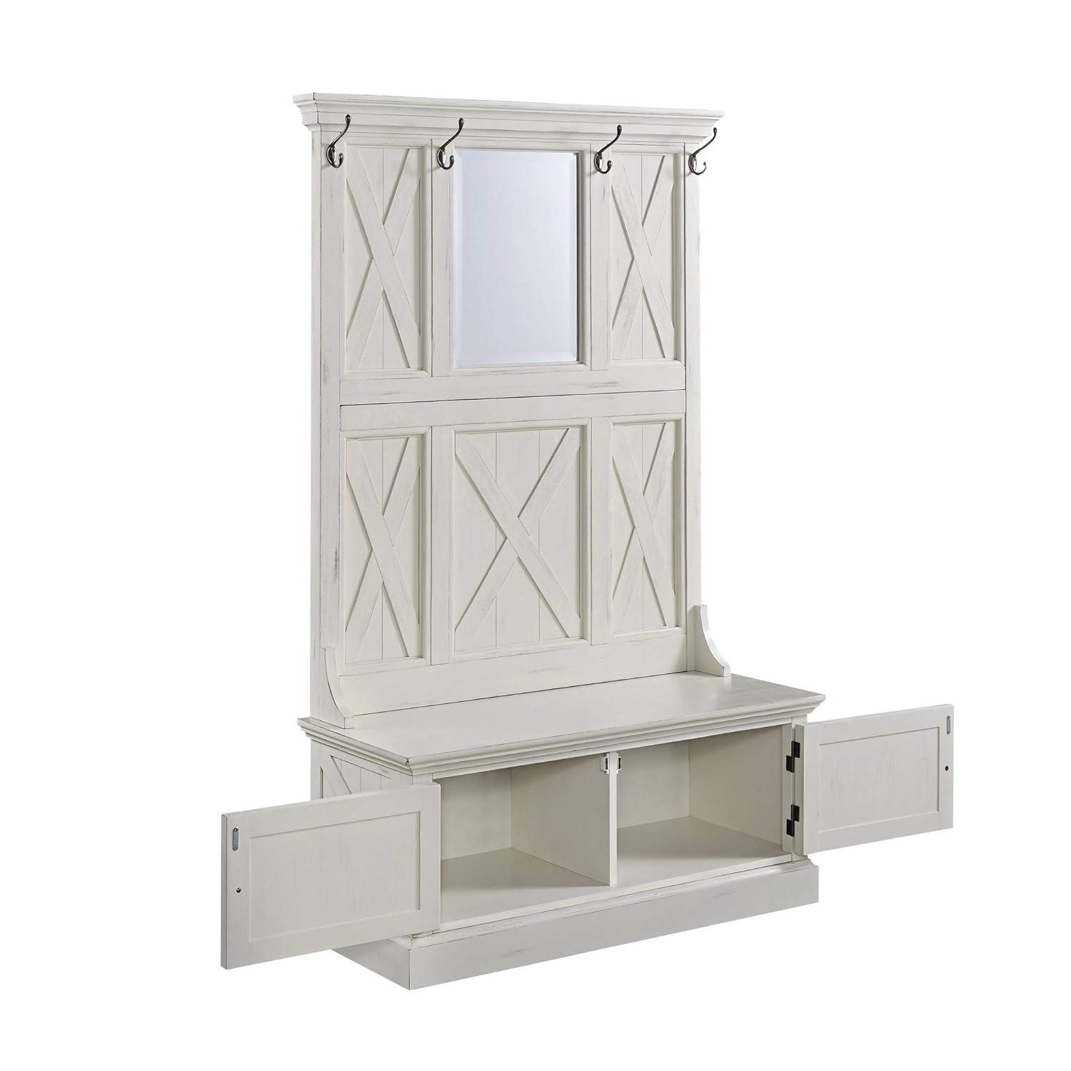 Seaside Lodge Hall Tree White - Home Styles: Mudroom Storage with Bench & Coat Hooks