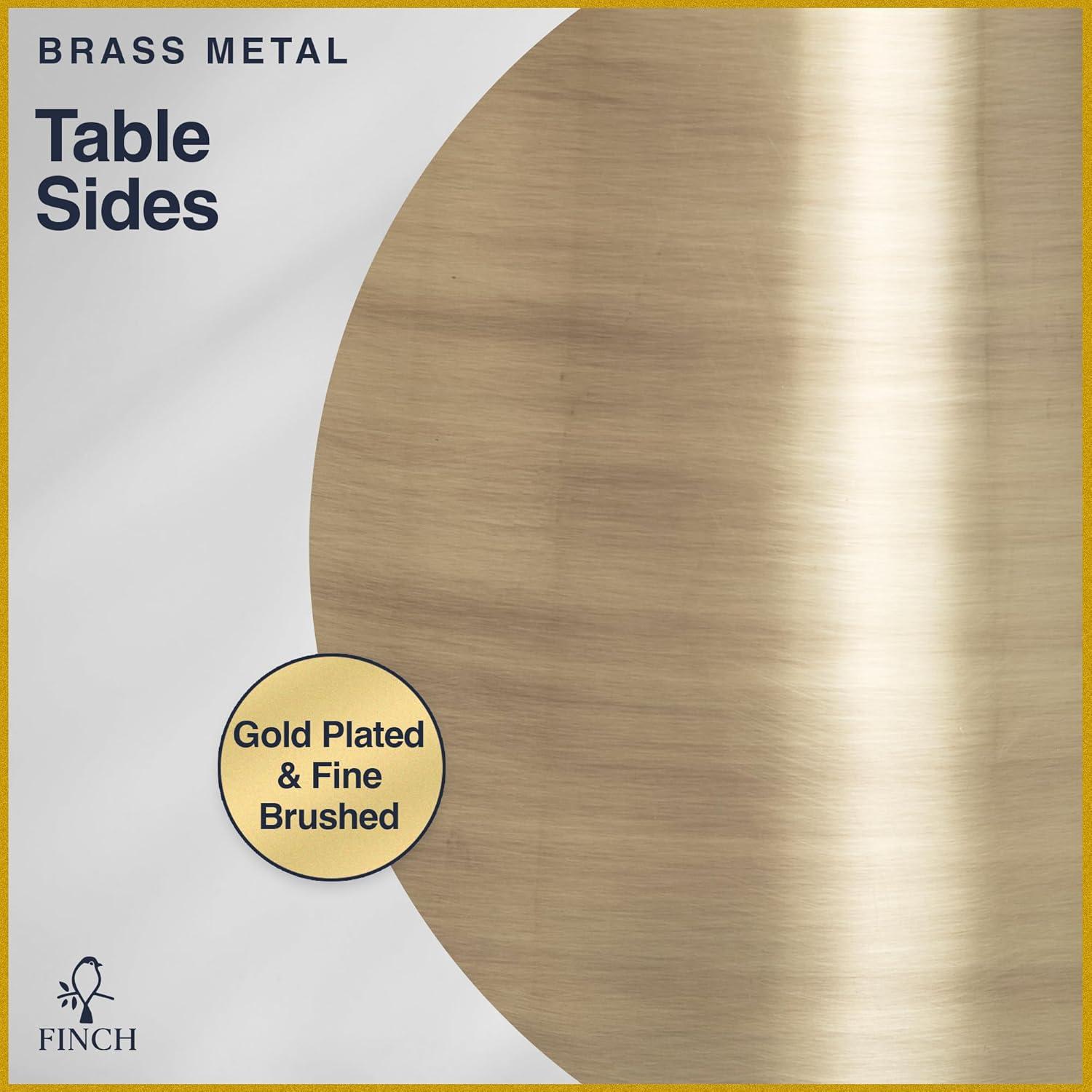 Finch Finch Adler Rothko Accent Side Table, Granite Top, Brushed Brass or Rose Gold Base, Hourglass Shape