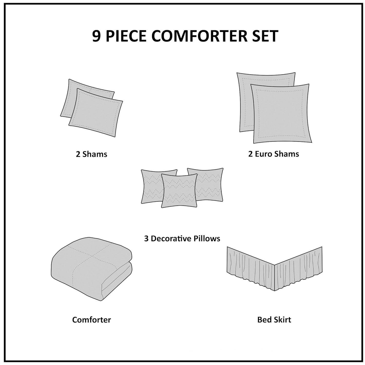 Mindy Traditional 9 Piece Comforter Set