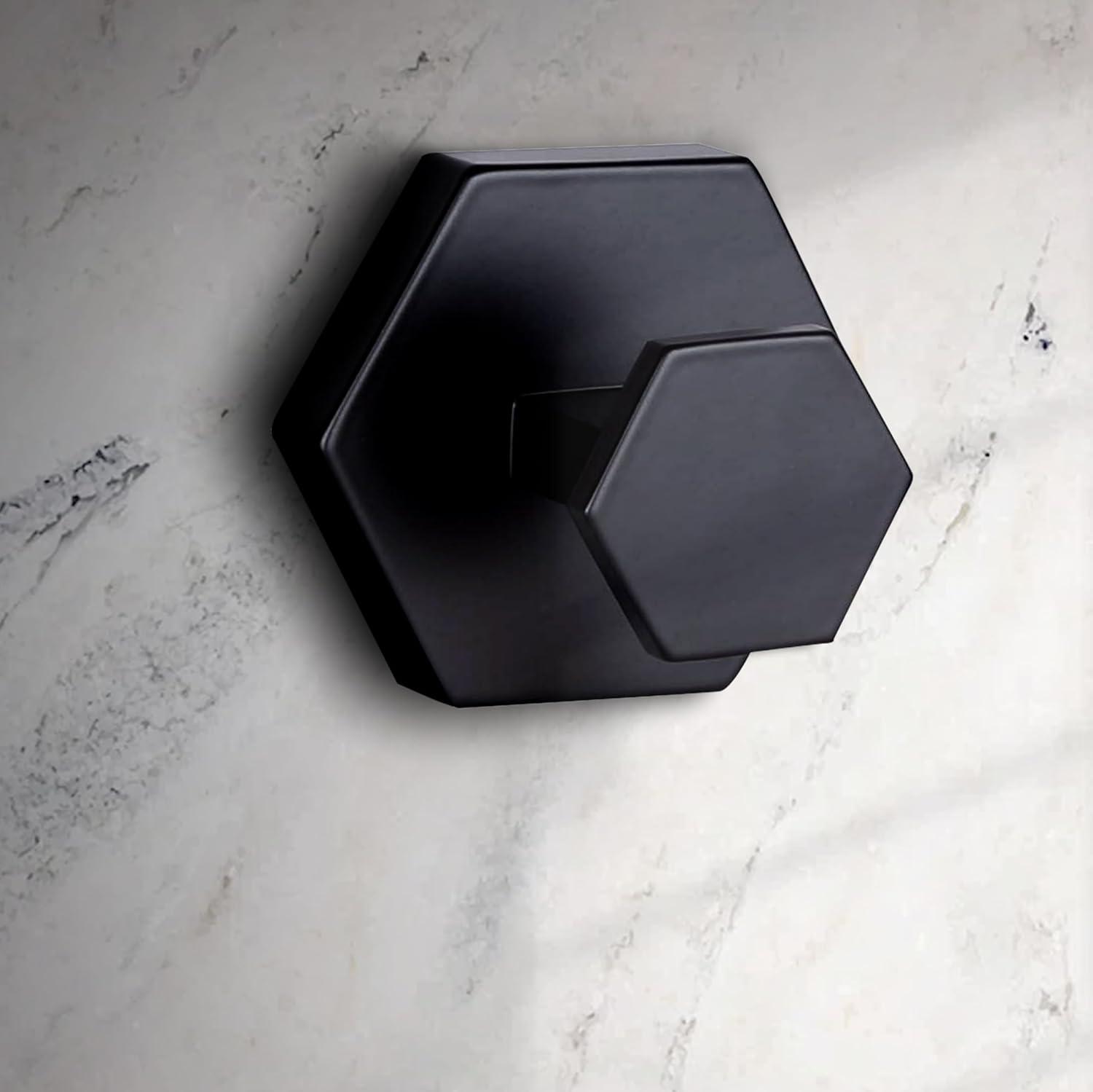 Matte Black Hexagonal Aluminum Wall-Mount Robe Hook