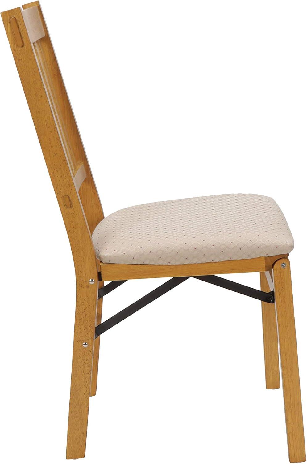 Arts and Craft Harwood Stakmore Adult Folding Chair with Blush Upholstery - Oak Finish