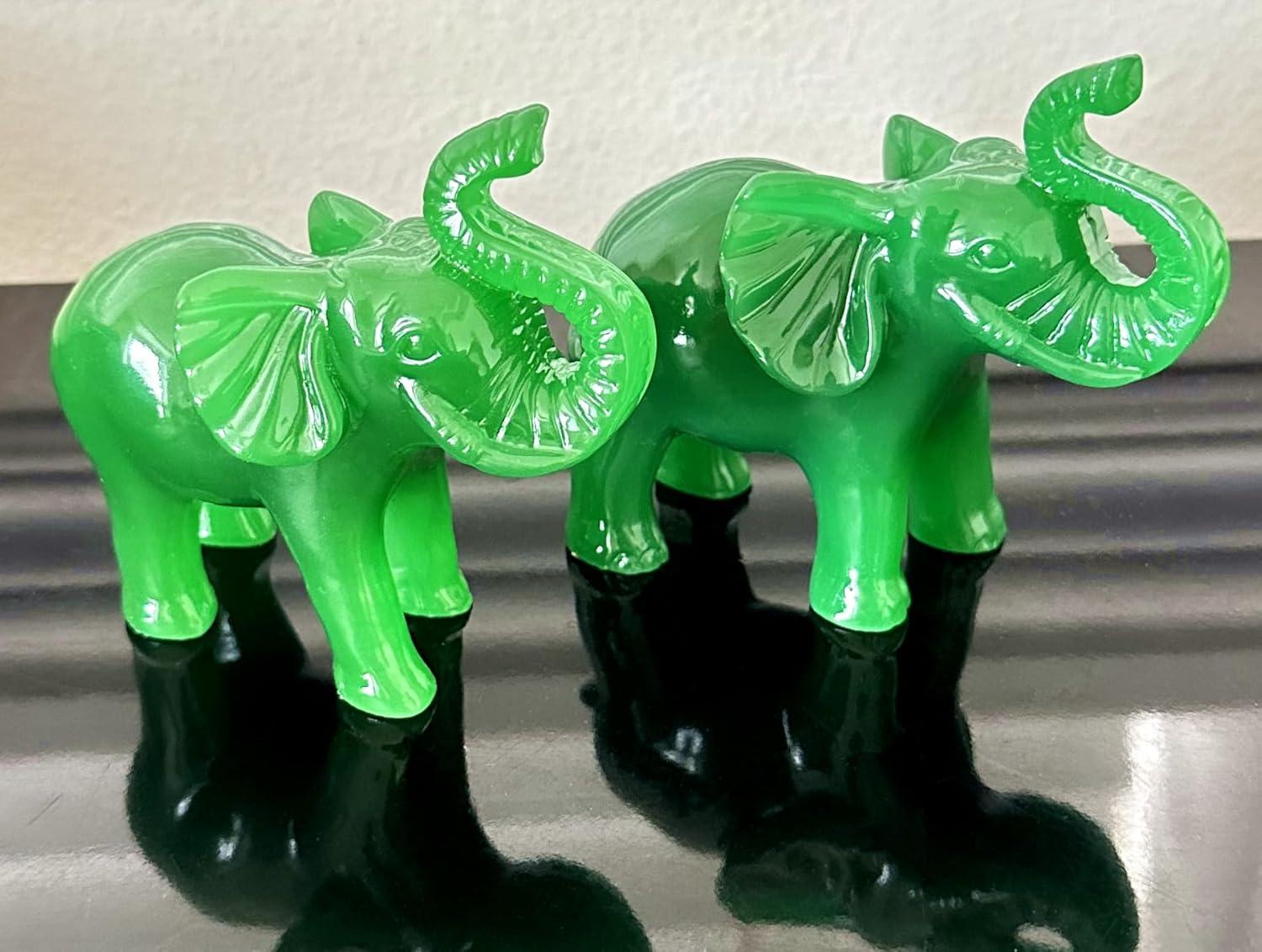 Pair of Green Elephant Statues