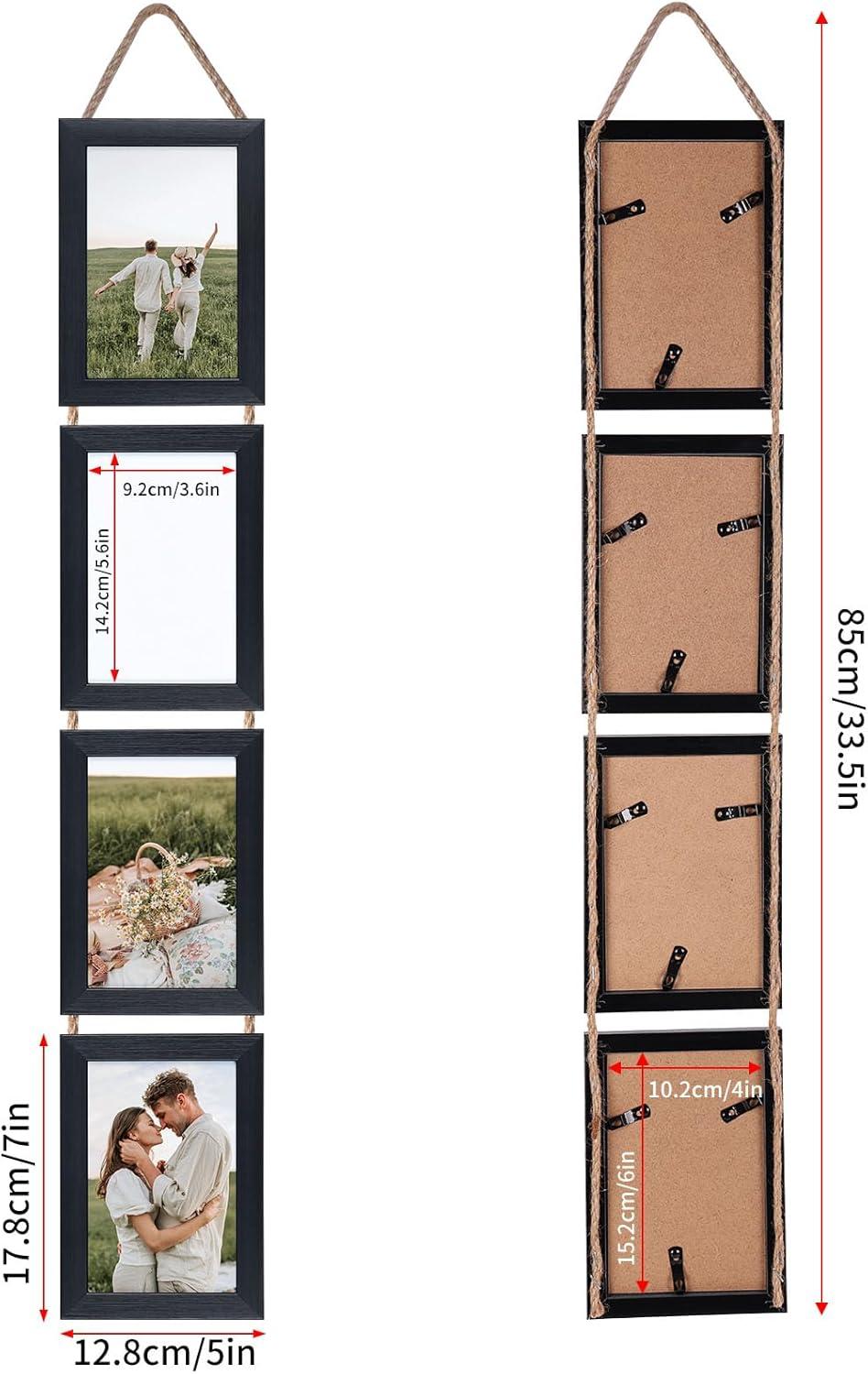4x6 Collage Picture Frames Set of 2, Black Hanging Photo Frame for Wall